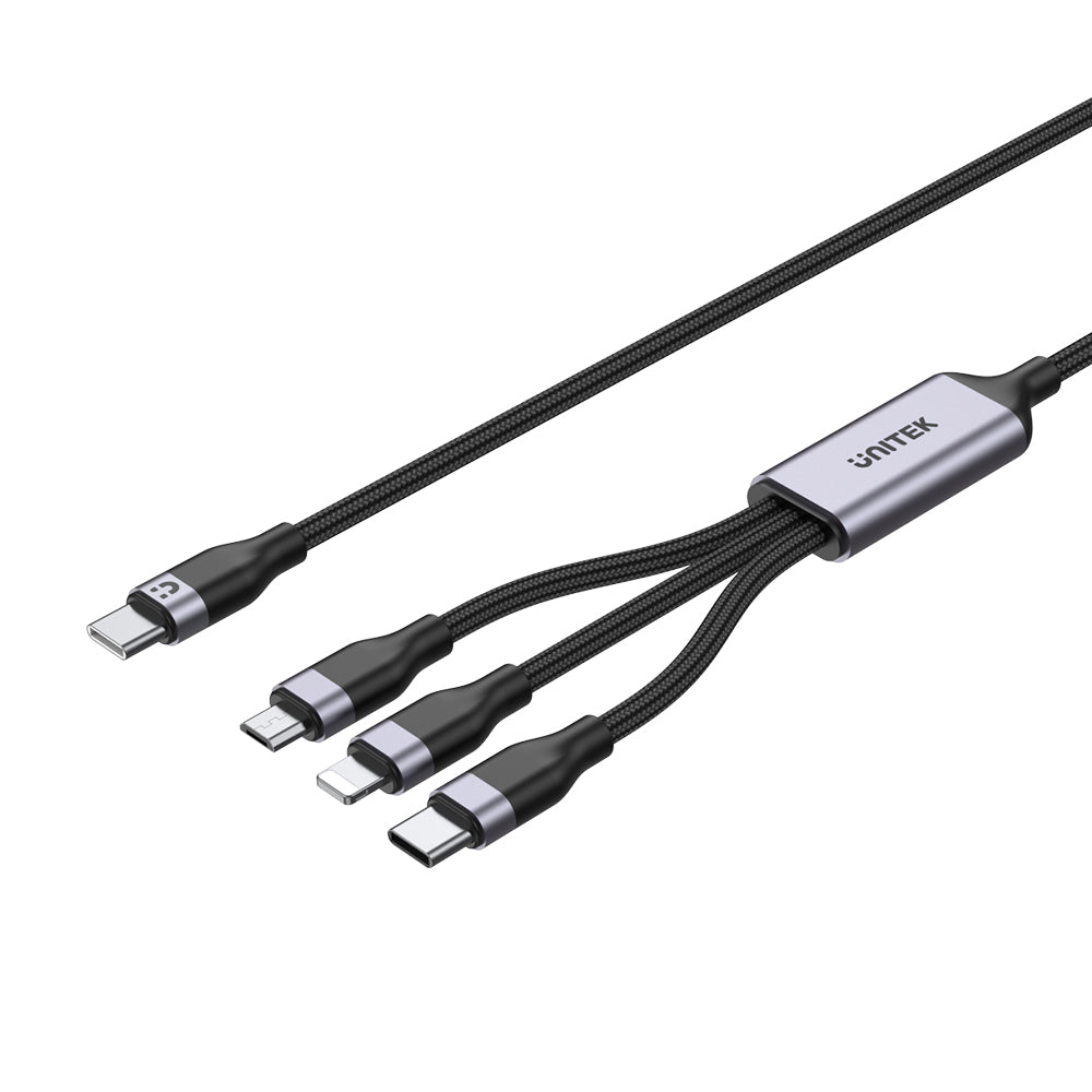 3-in-1 USB-C - Lightning / USB-C / Micro USB マルチ充電ケーブル (ブラック)
