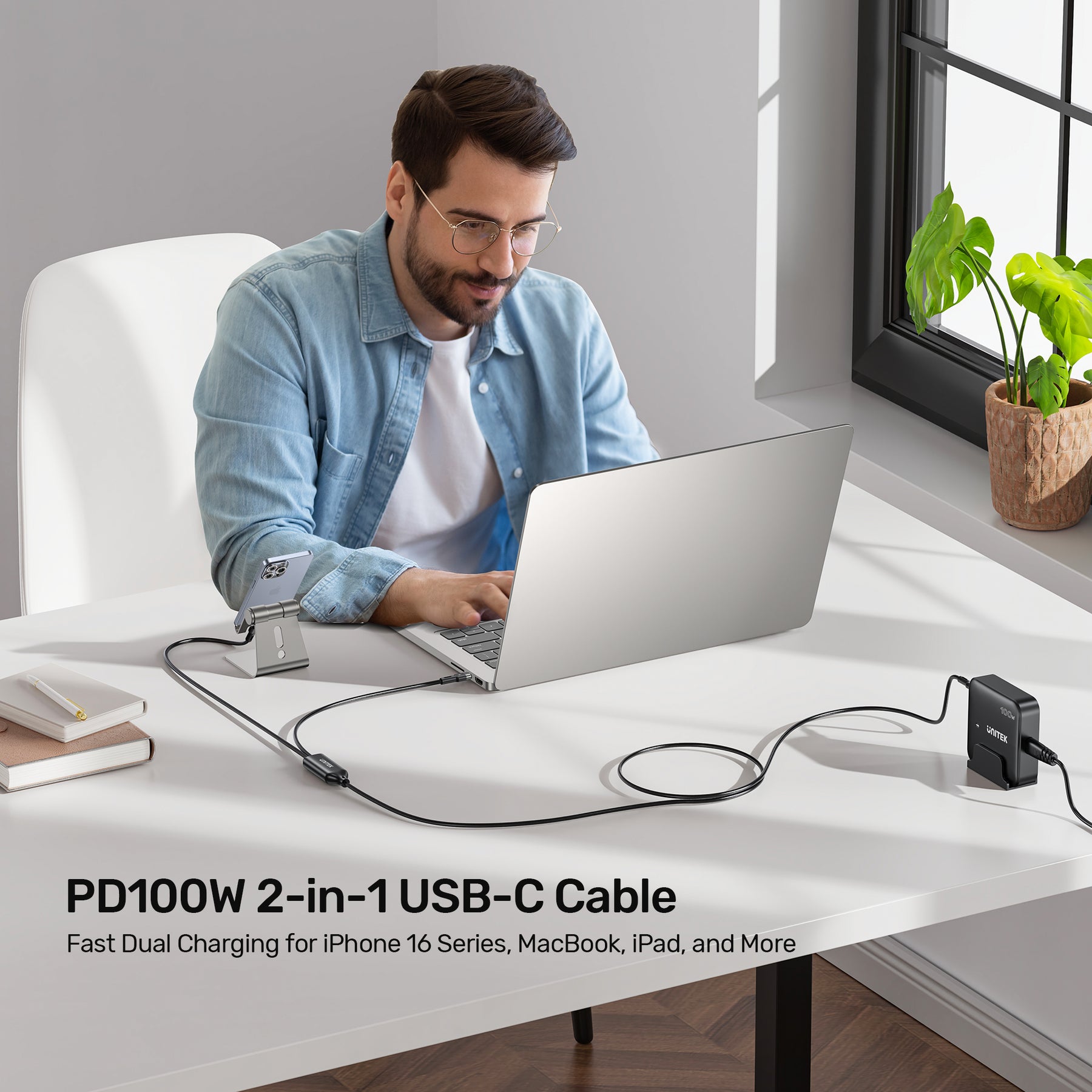 PD100W 2-in-1 USB-C Cable