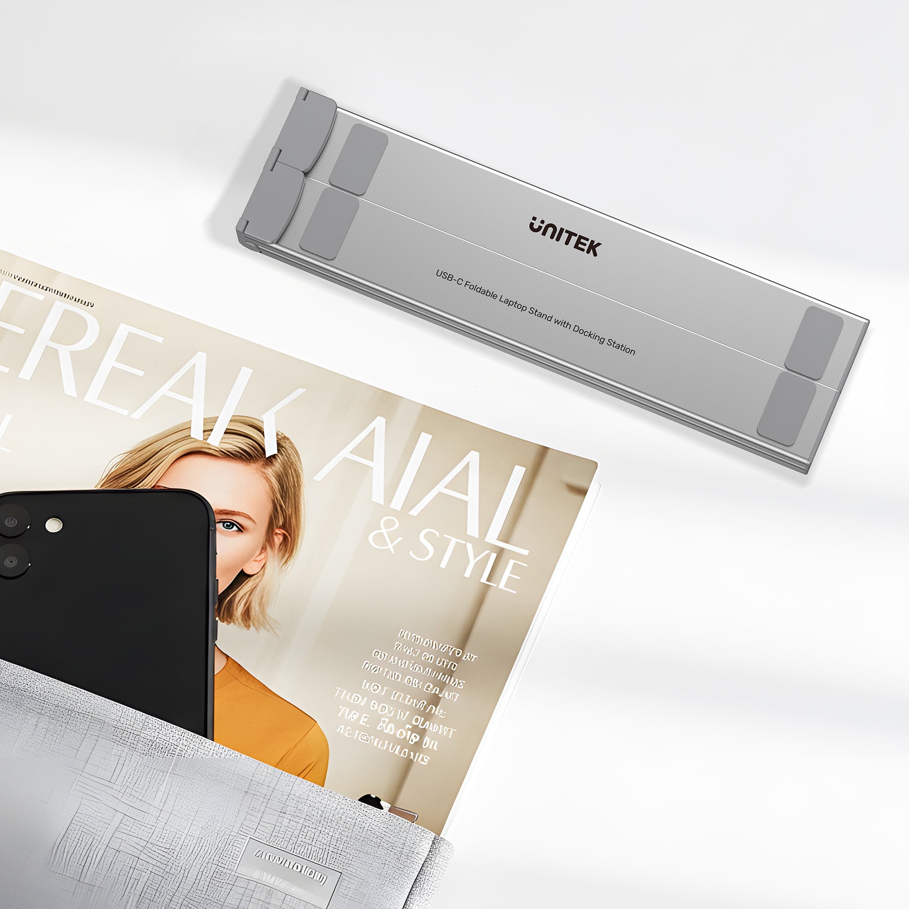 USB-C Foldable Laptop Stand with Docking Station