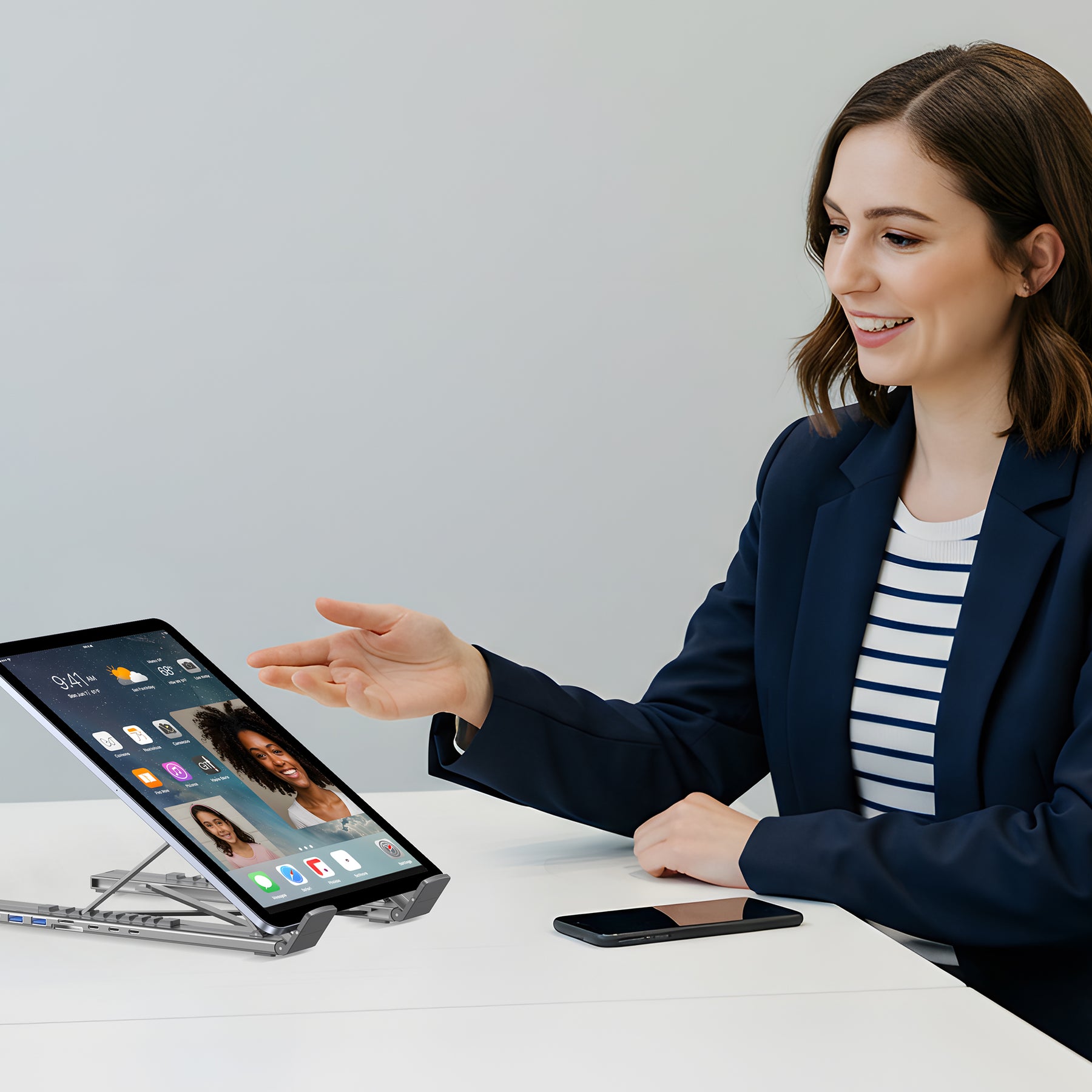 USB-C Foldable Laptop Stand with Docking Station