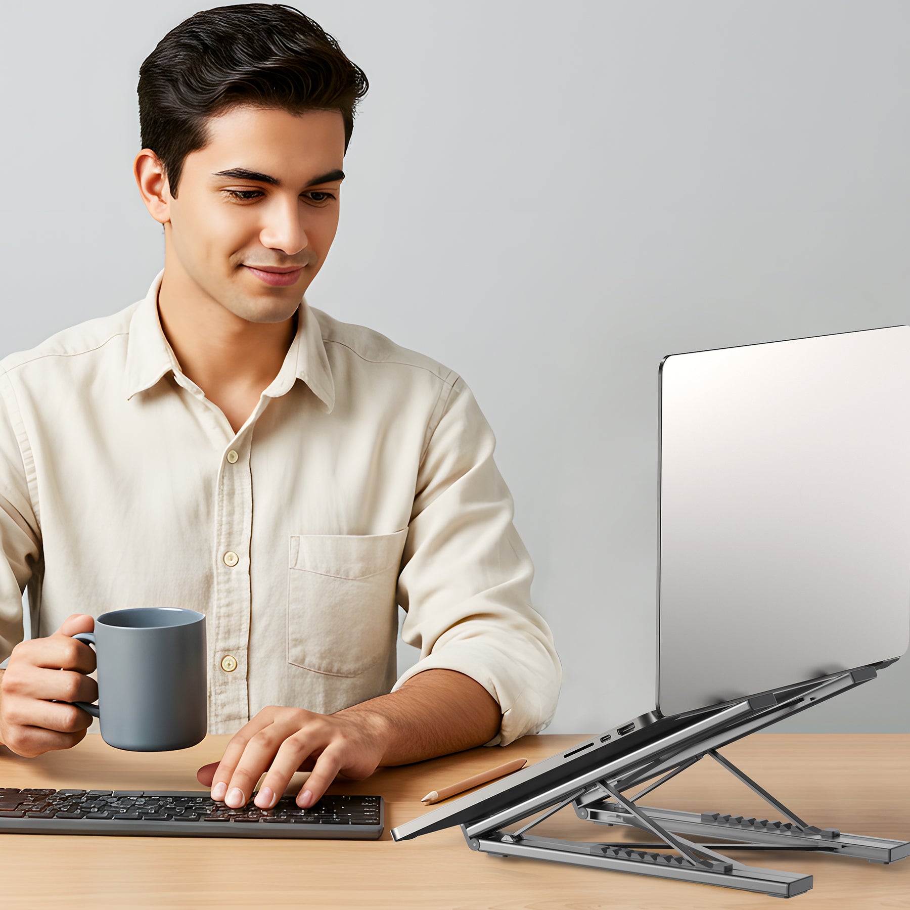 USB-C Foldable Laptop Stand with Docking Station