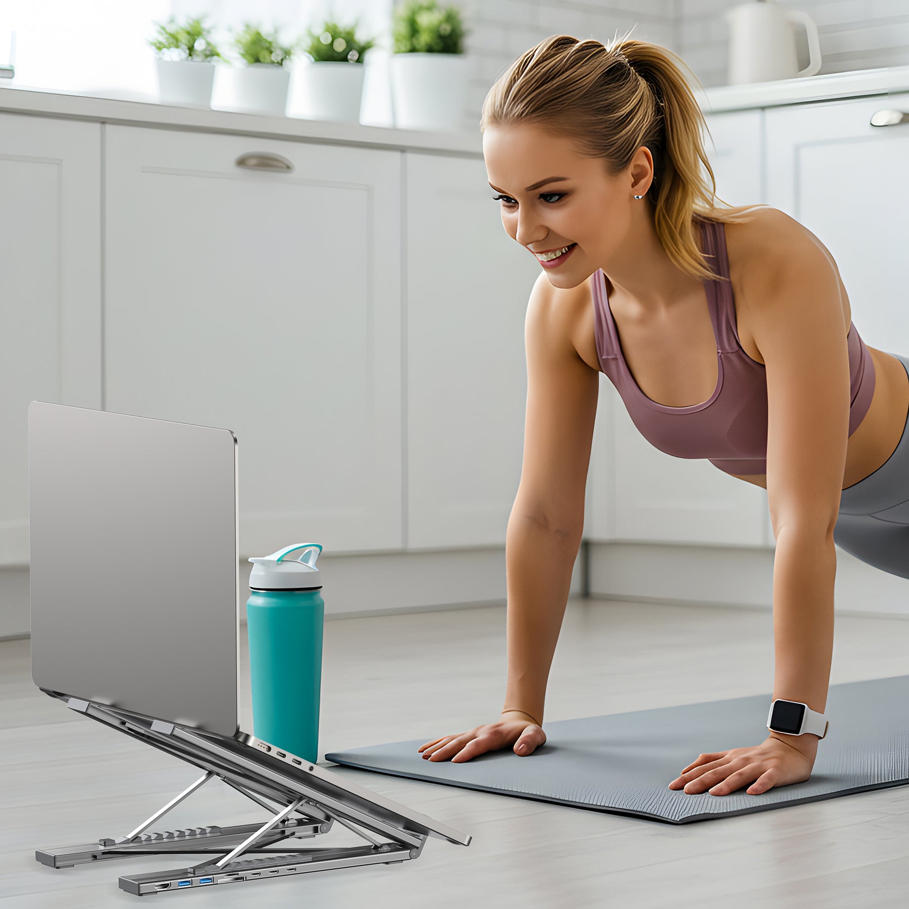 USB-C Foldable Laptop Stand with Docking Station