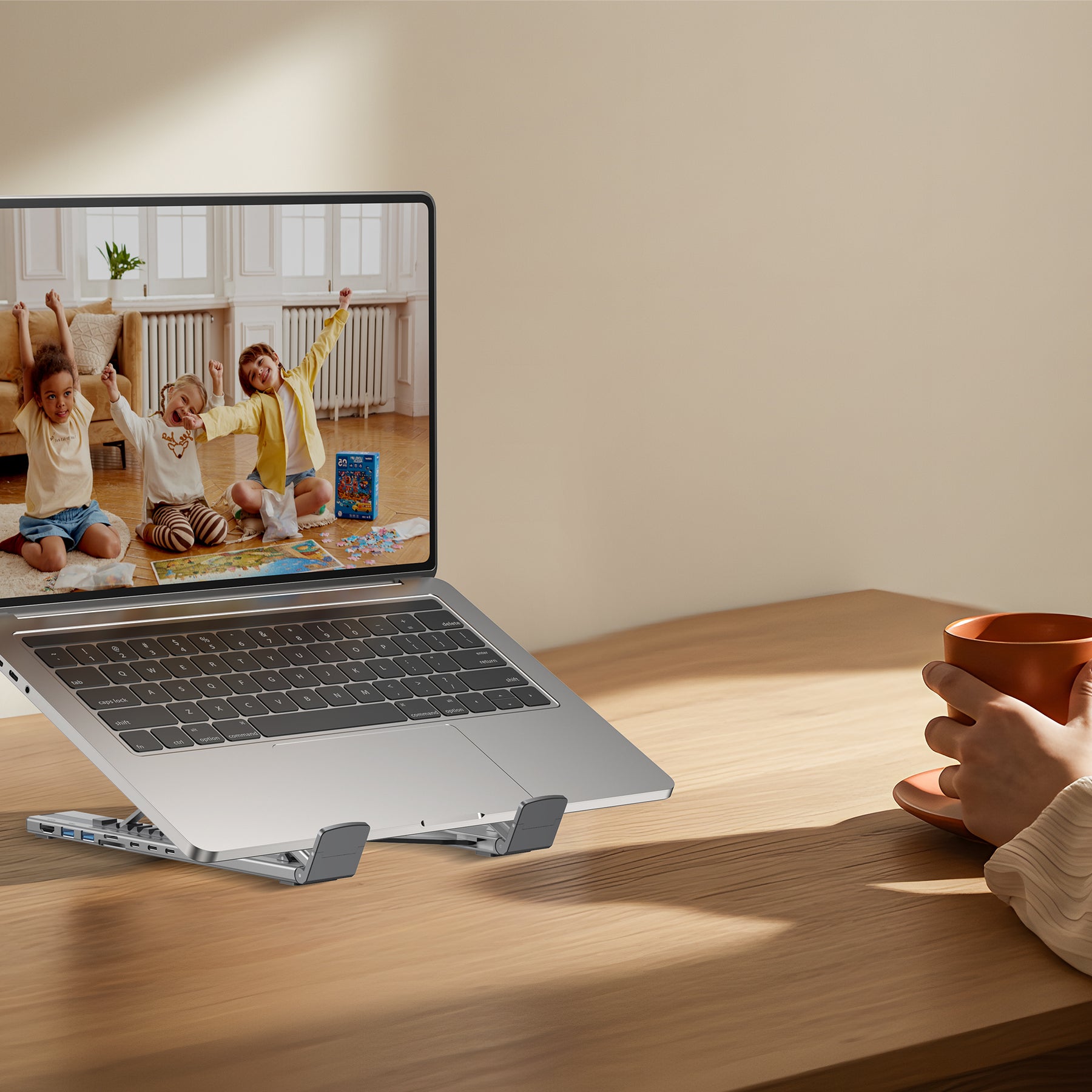 USB-C Foldable Laptop Stand with Docking Station