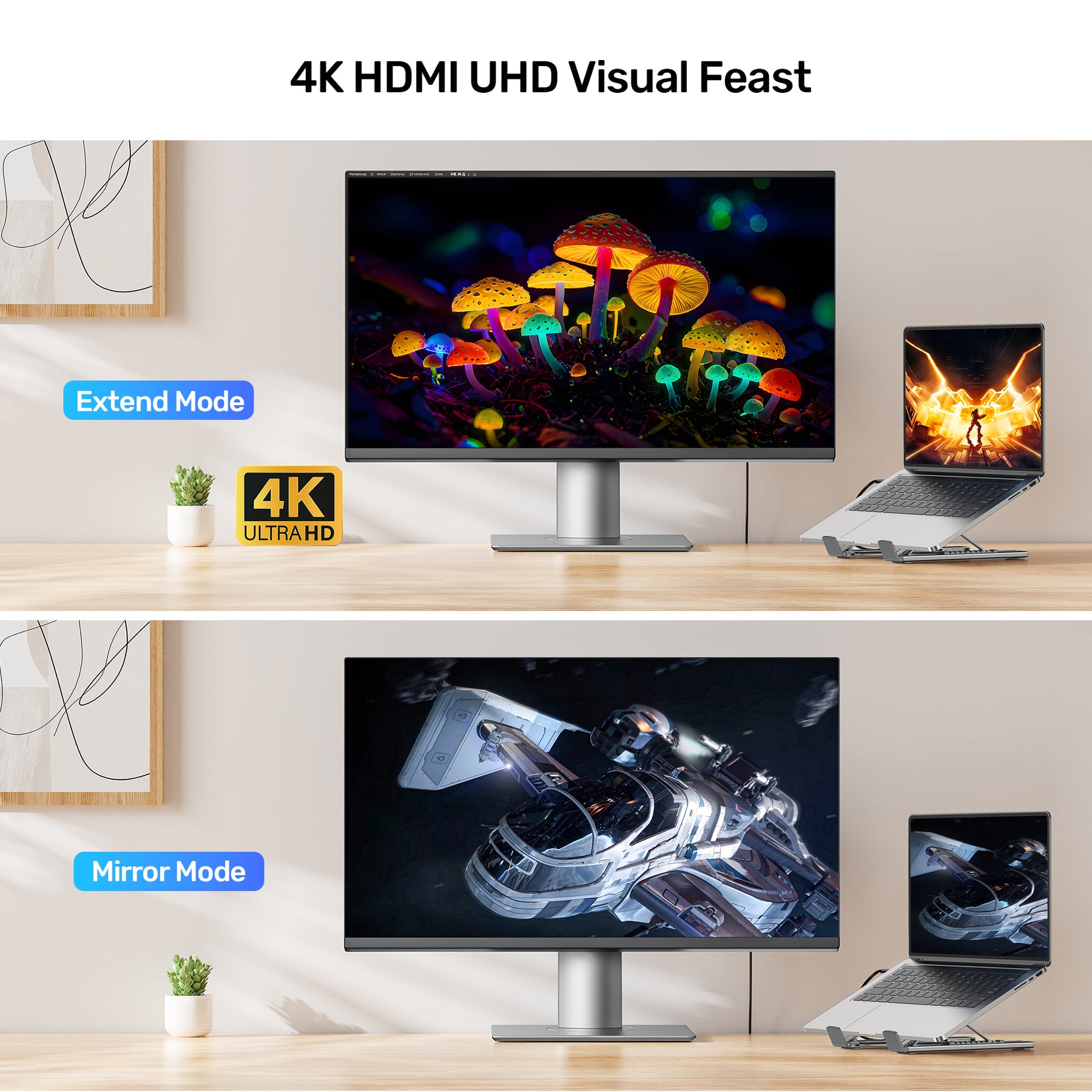 USB-C Foldable Laptop Stand with Docking Station