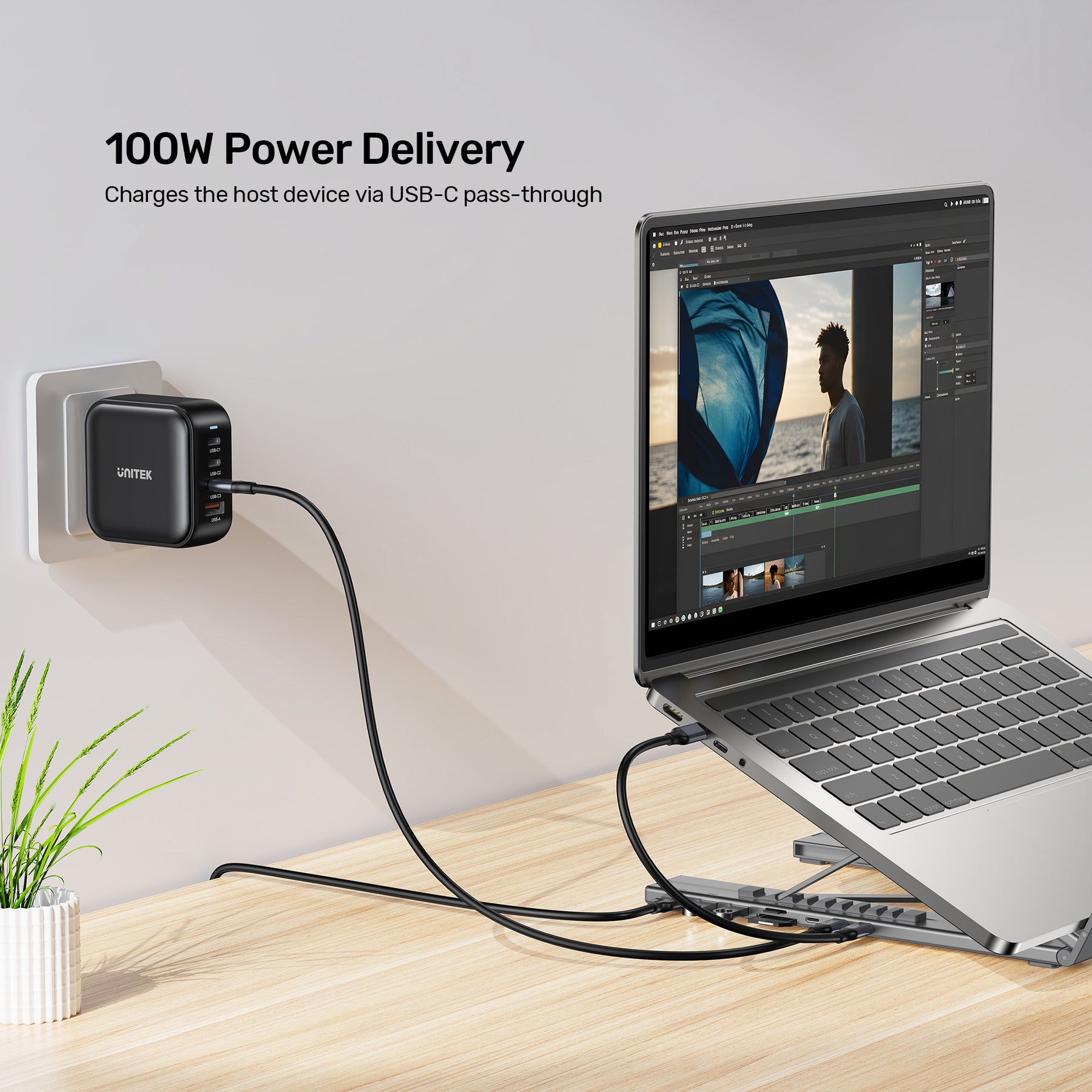 USB-C Foldable Laptop Stand with Docking Station