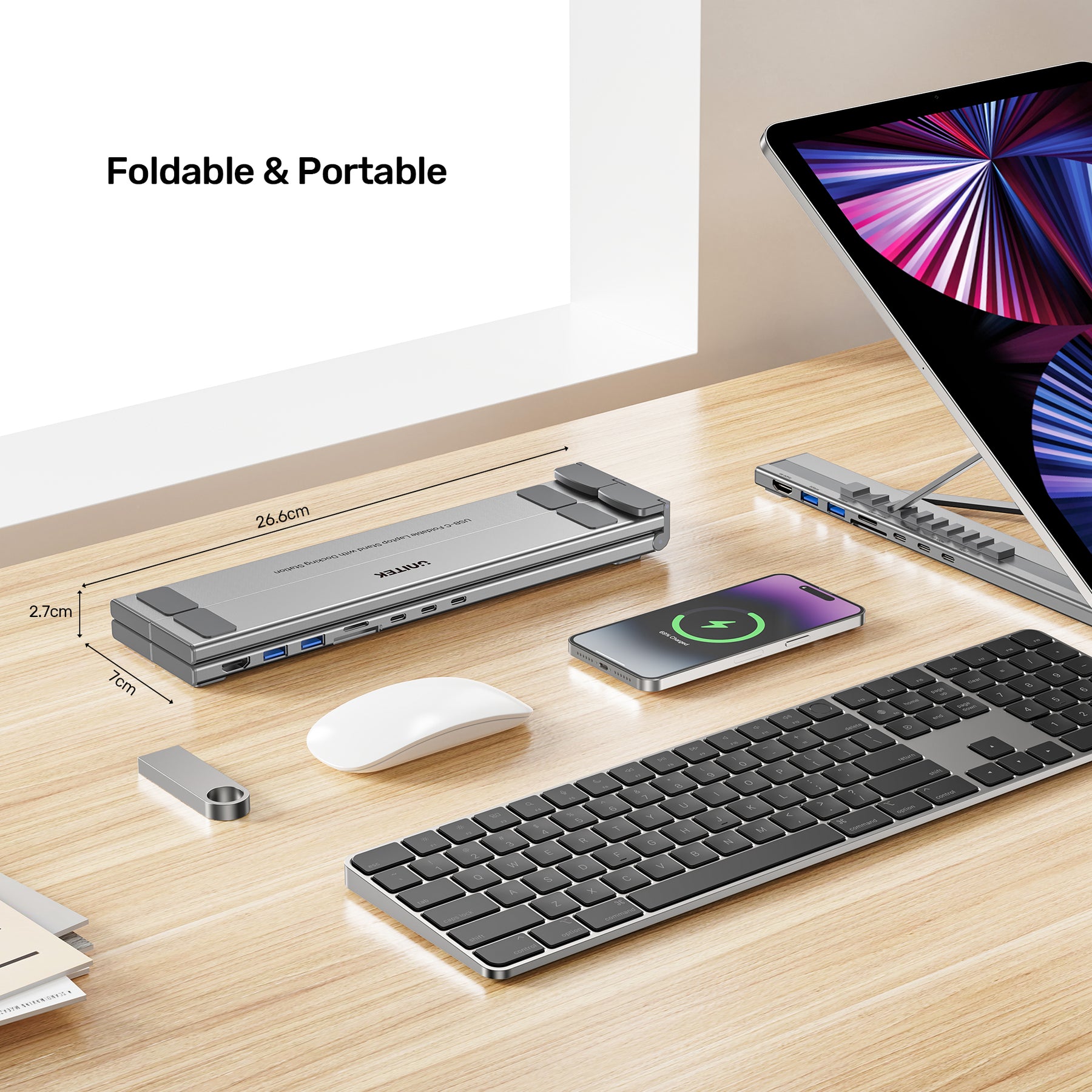 USB-C Foldable Laptop Stand with Docking Station