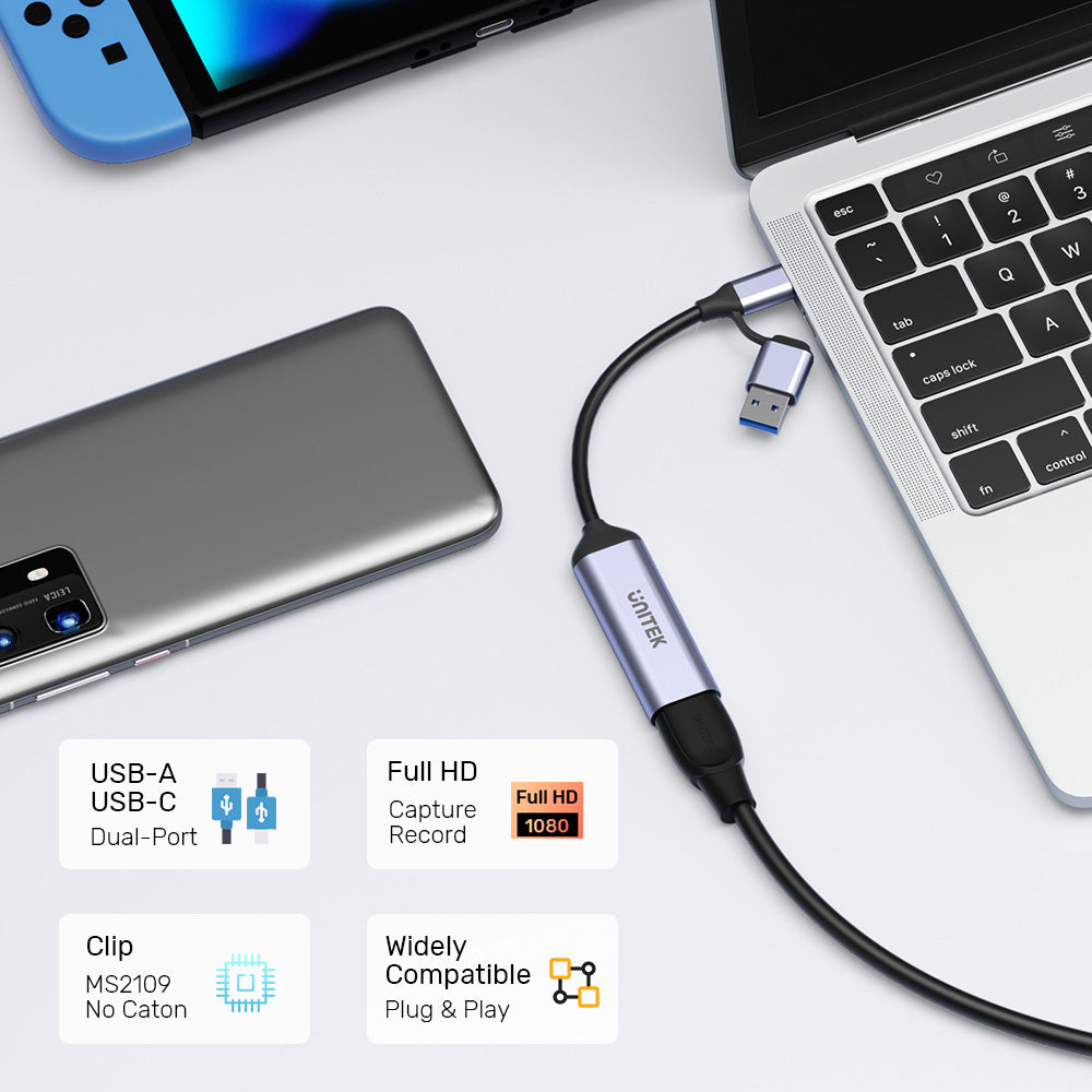 HDMI to USB-C/A Video Capture Card