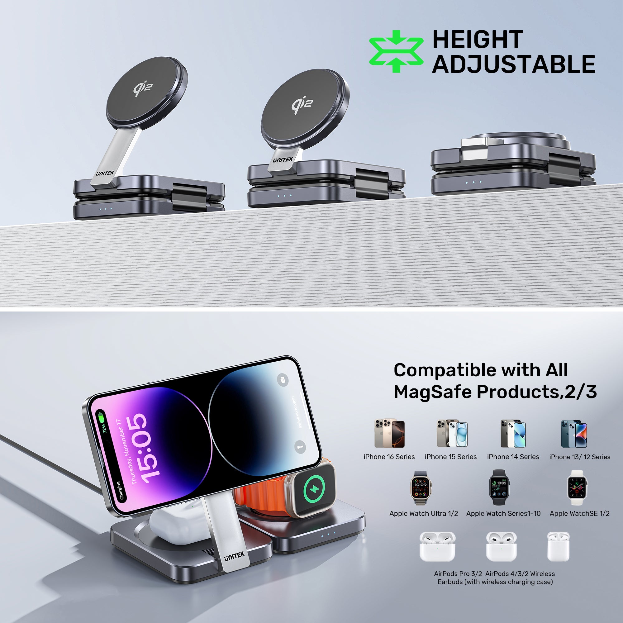 Qi2 Foldable 3-in-1 Charging Station