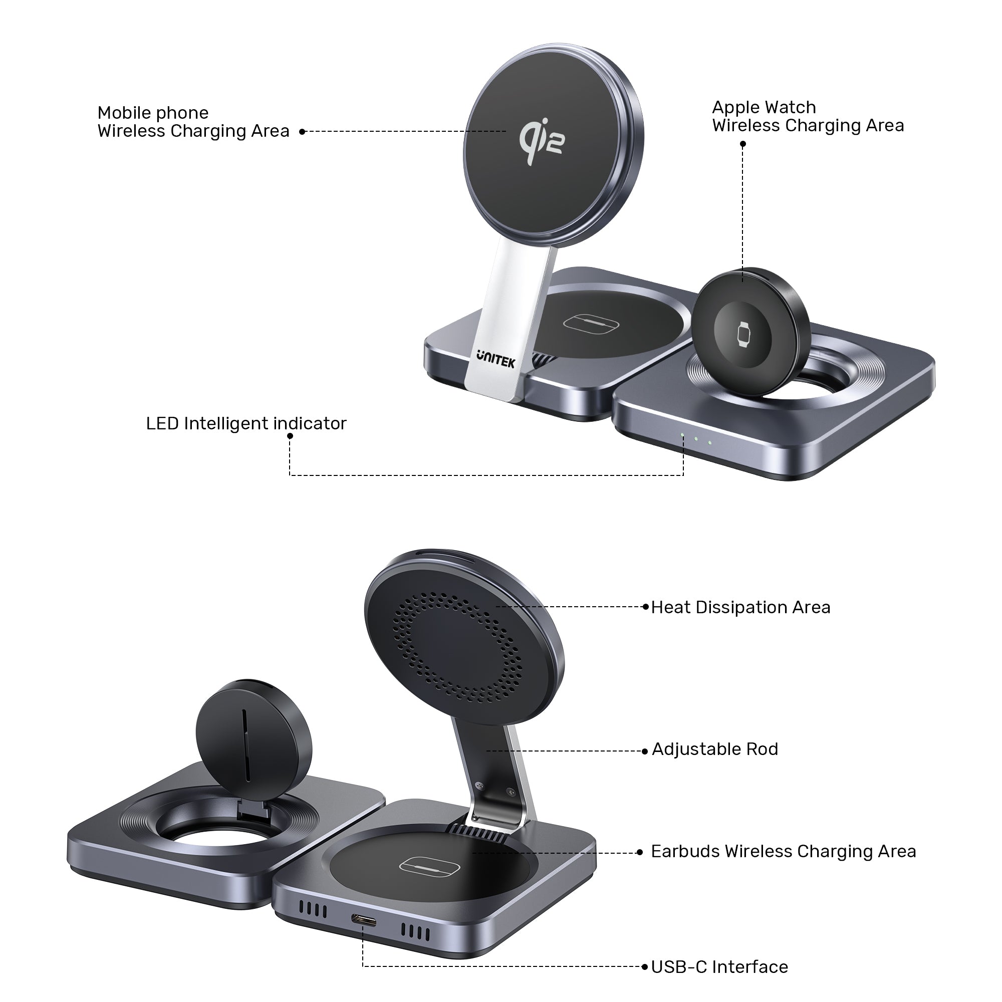 Qi2 Foldable 3-in-1 Charging Station