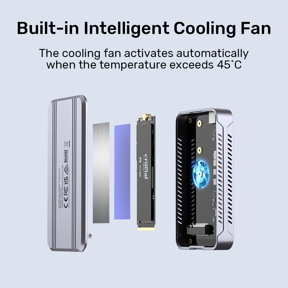 SolidForce Reefer TurboCool USB4 40Gbps M.2 SSD Enclosure with Cooling Fan