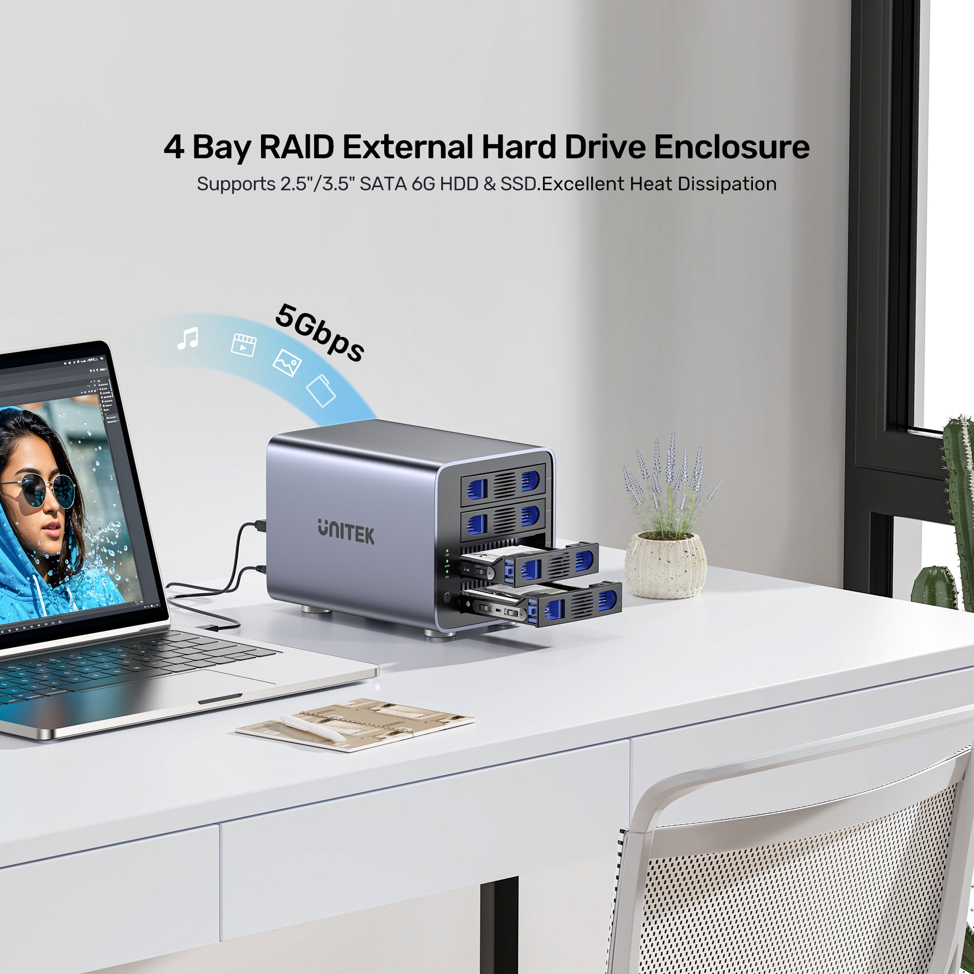 4 Bay RAID External Hard Drive Enclosure