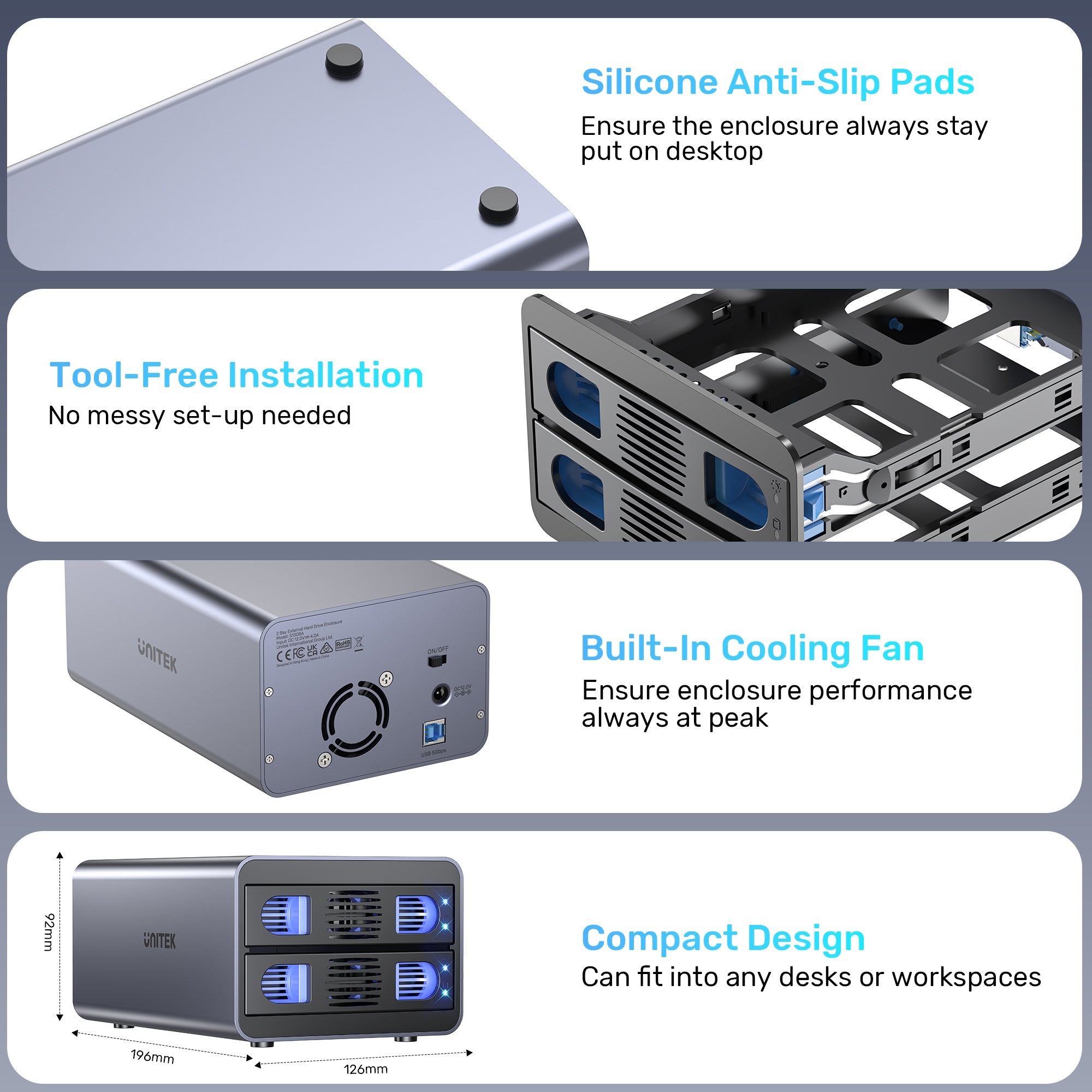 2 Bay External Hard Drive Enclosure