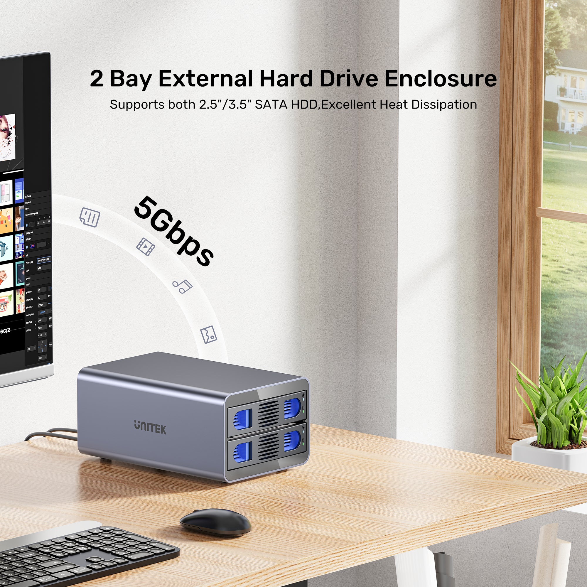 2 Bay External Hard Drive Enclosure