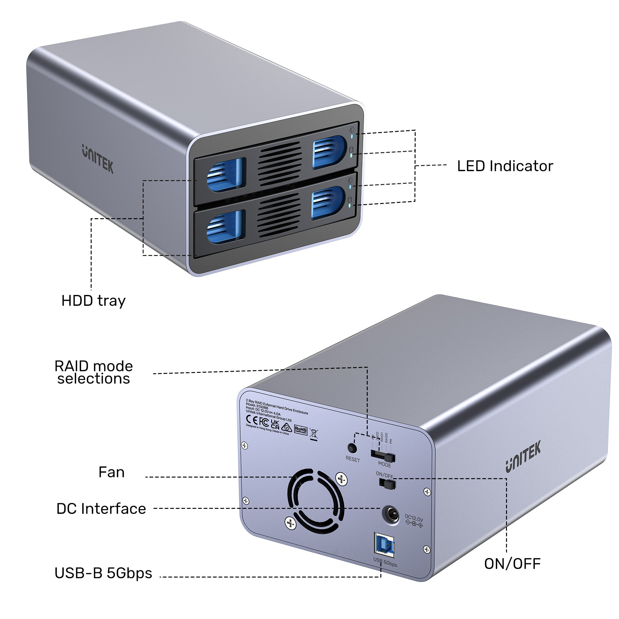 2 Bay RAID External Hard Drive Enclosure