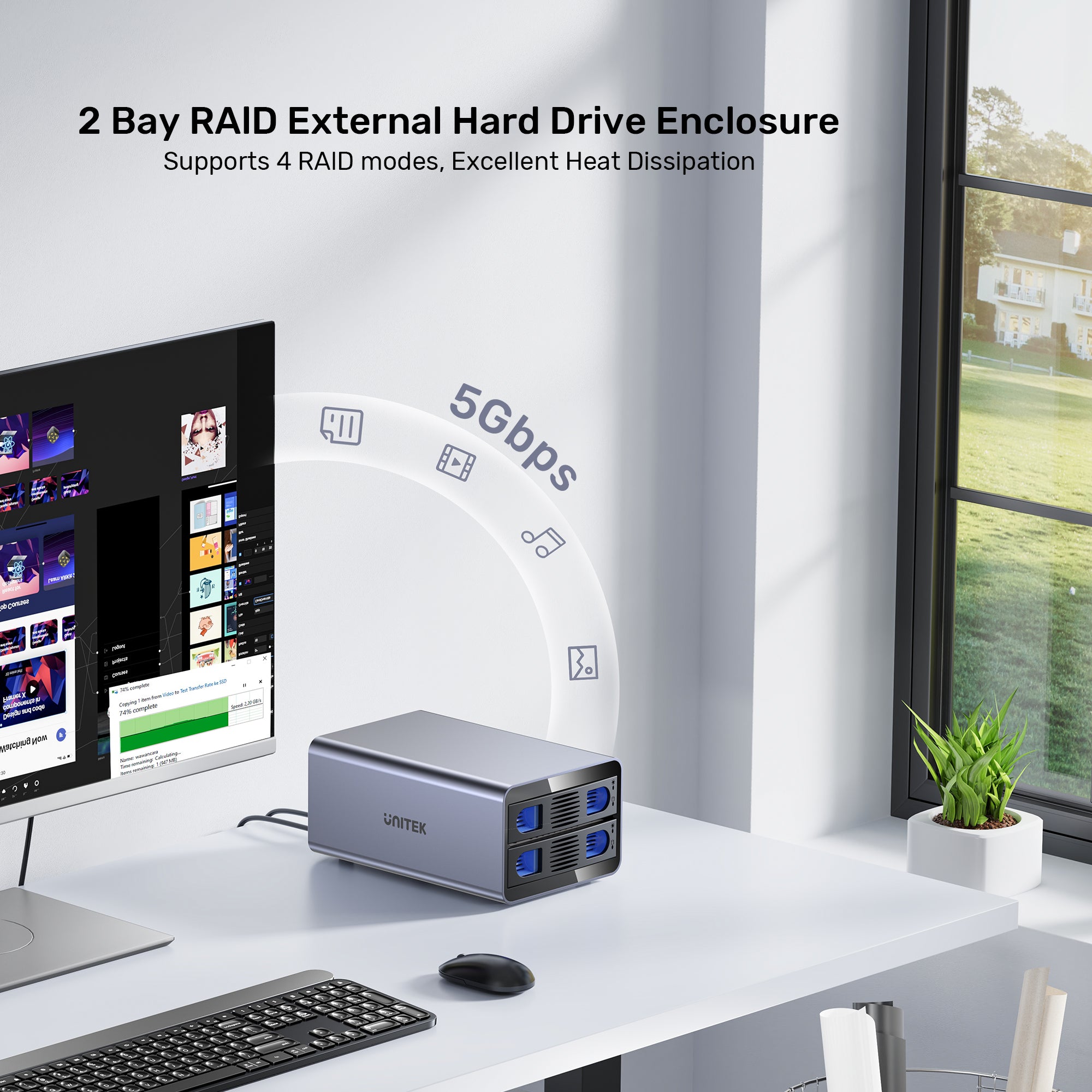 2 Bay RAID External Hard Drive Enclosure