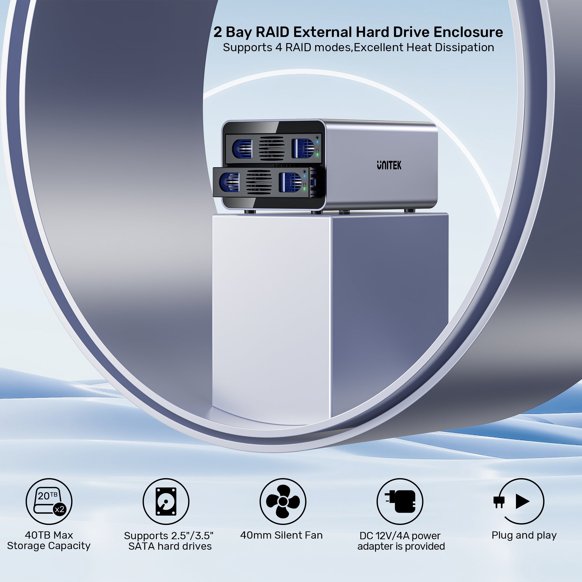 2 Bay RAID External Hard Drive Enclosure
