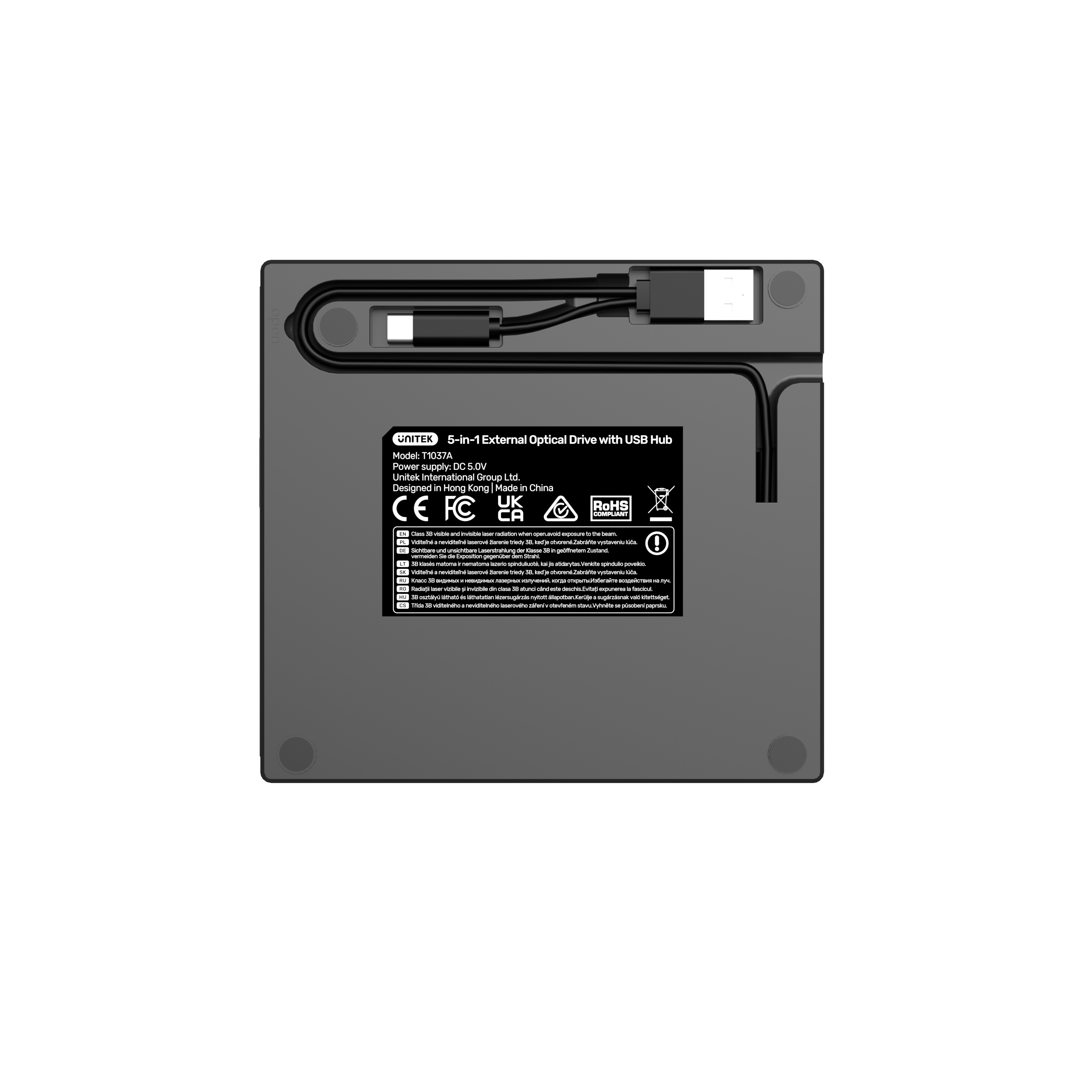 5-in-1 External Optical Drive with USB Hub