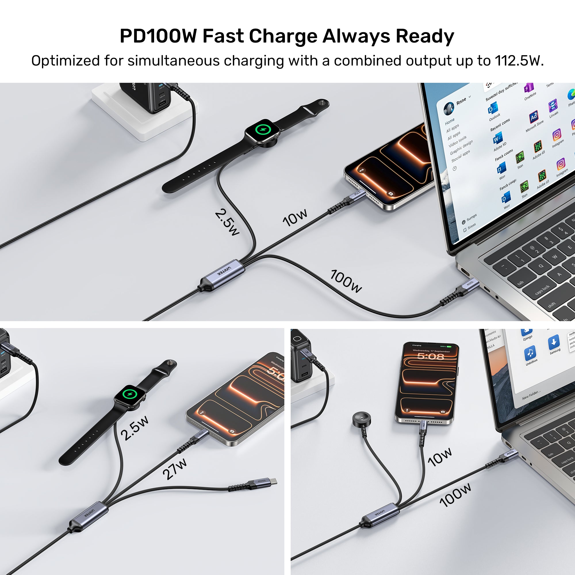 3-in-1 PD 100W Fast Charging Cable