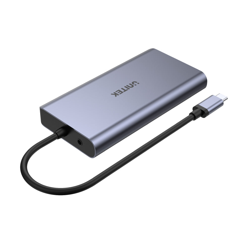 uHUB O8+ 8-in-1 USB-C Ethernet Hub with Dual Monitor, 100W Power Delivery and Card Reader