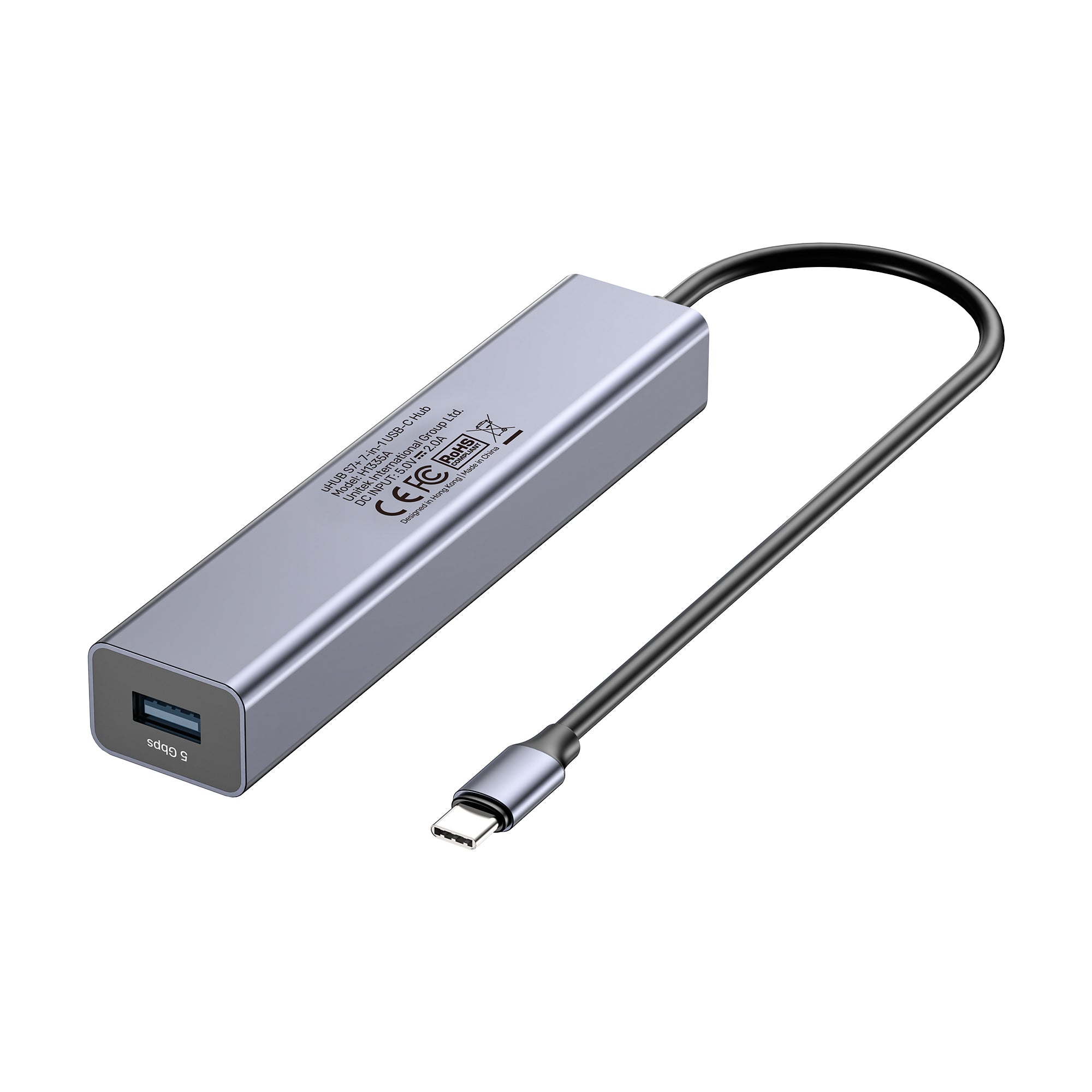 uHUB S7+ محور USB-C 7 في 1 مع 3 منافذ USB-C بسرعة 10 جيجابت في الثانية و 4 منافذ USB-A بسرعة 5 جيجابت في الثانية