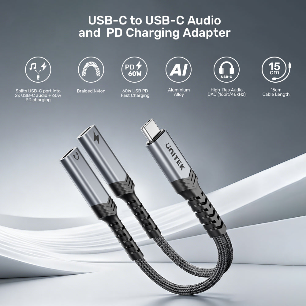 USB-C to USB-C Audio and PD Charging Adapter