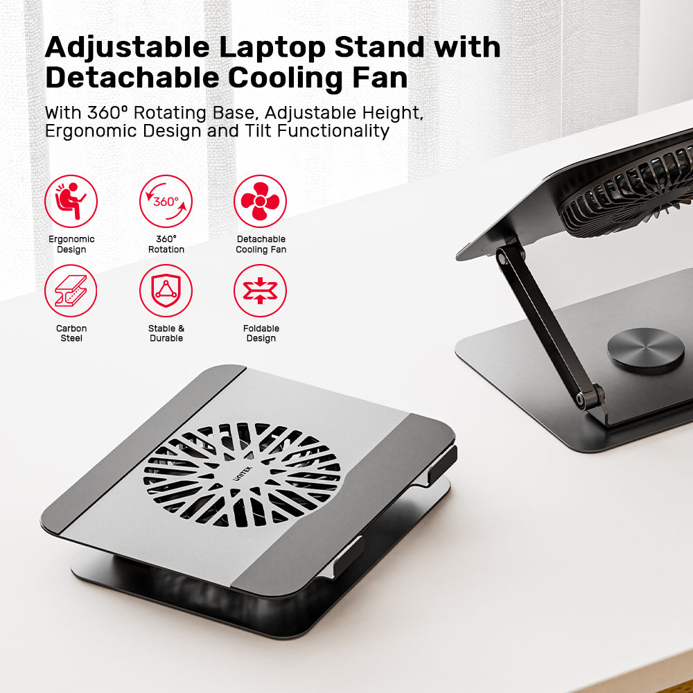 Adjustable Laptop Stand with Detachable Cooling Fan