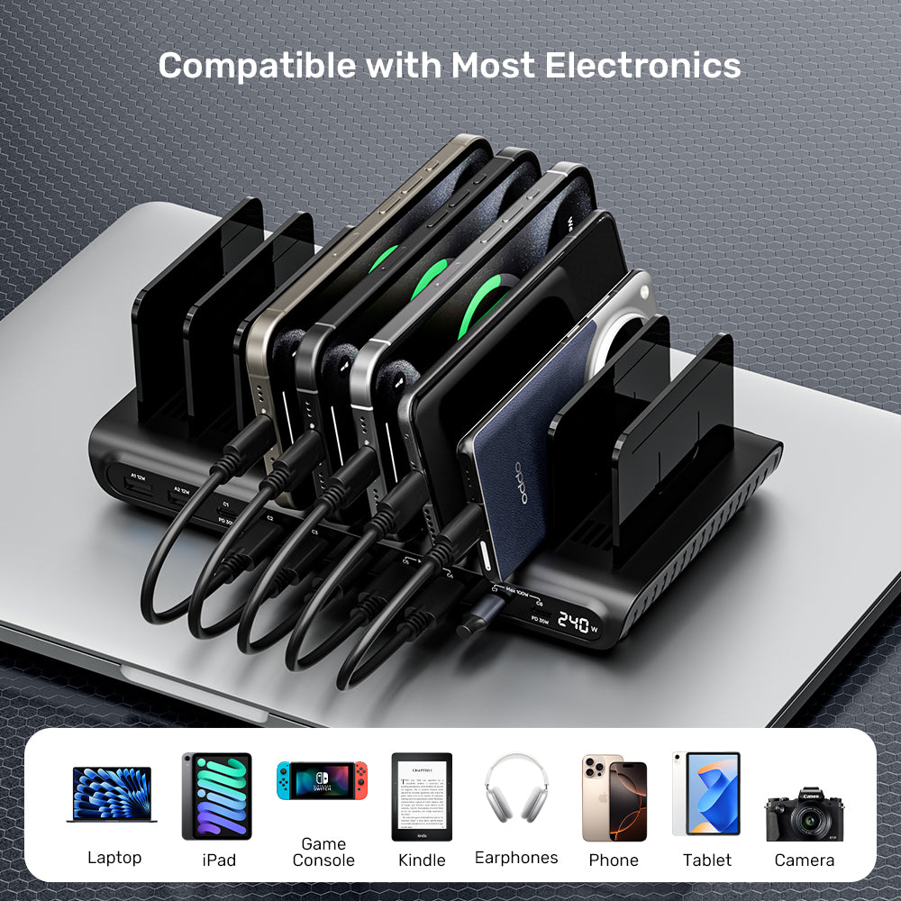 uCharge 240W 10ポートUSBスマート充電ステーション