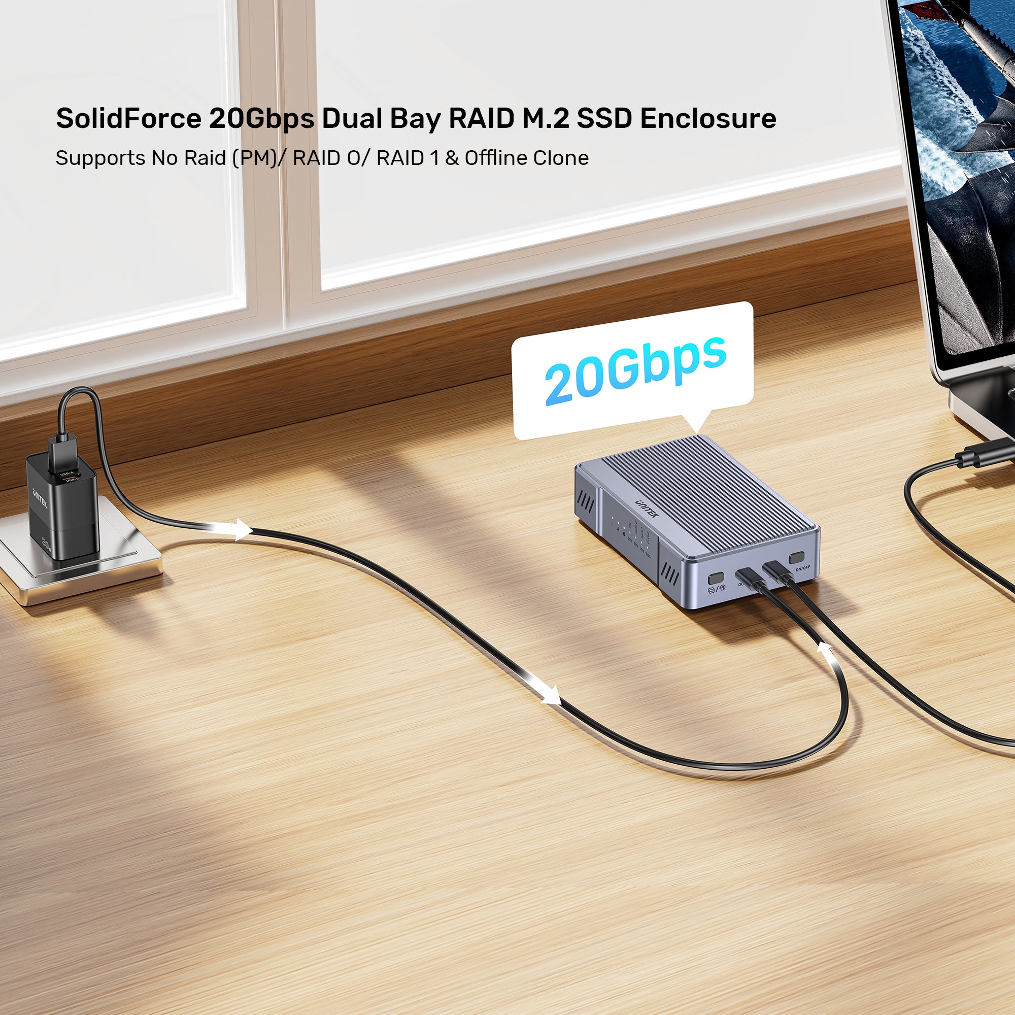 SolidForce 20Gbps Dual Bay RAID M.2 SSD Enclosure