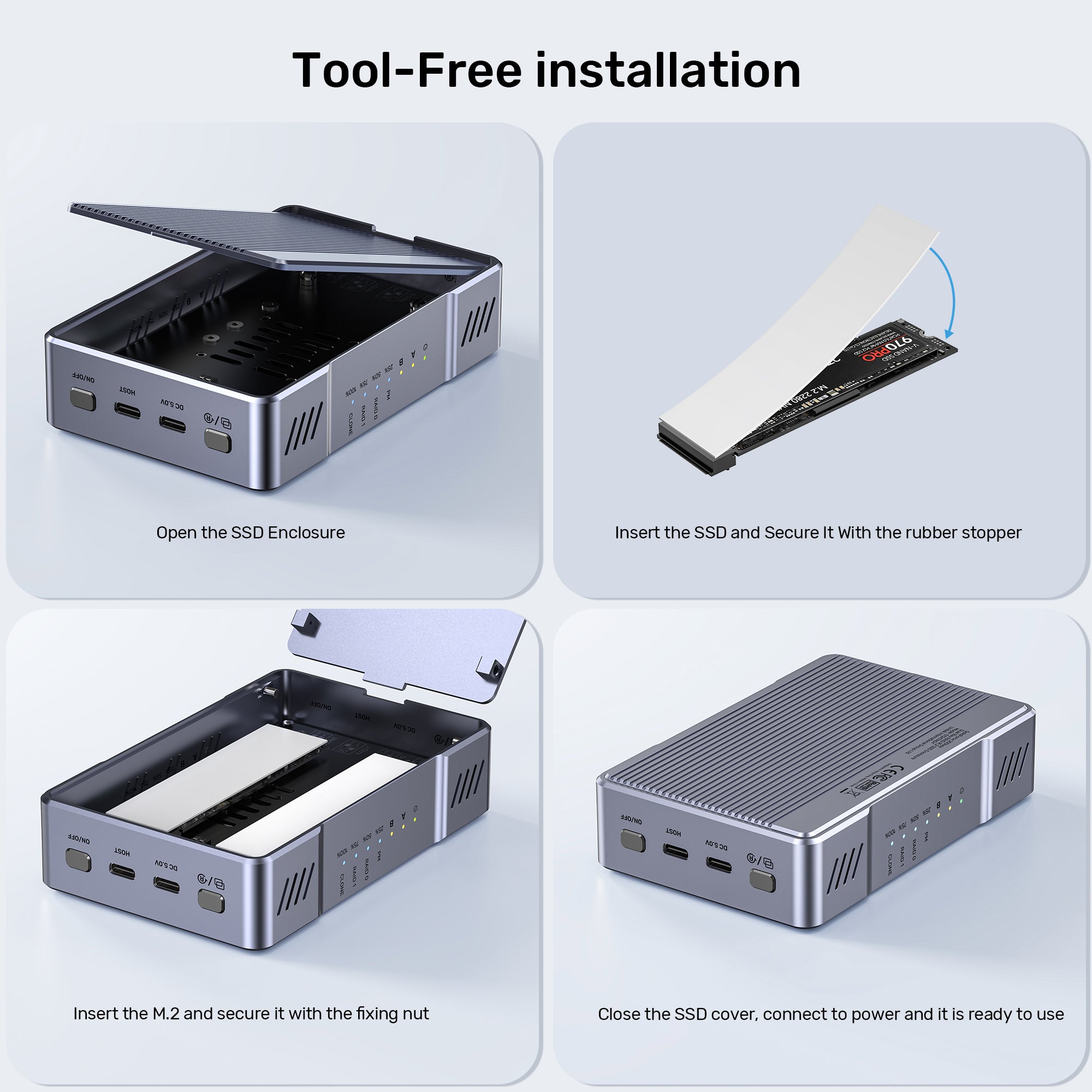 SolidForce 20Gbps Dual Bay RAID M.2 SSD Enclosure