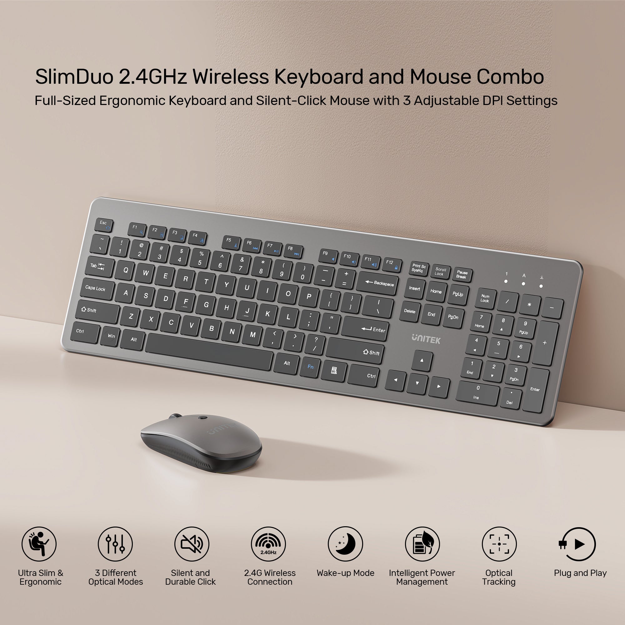 SlimDuo 2.4GHz Wireless Keyboard and Mouse Combo