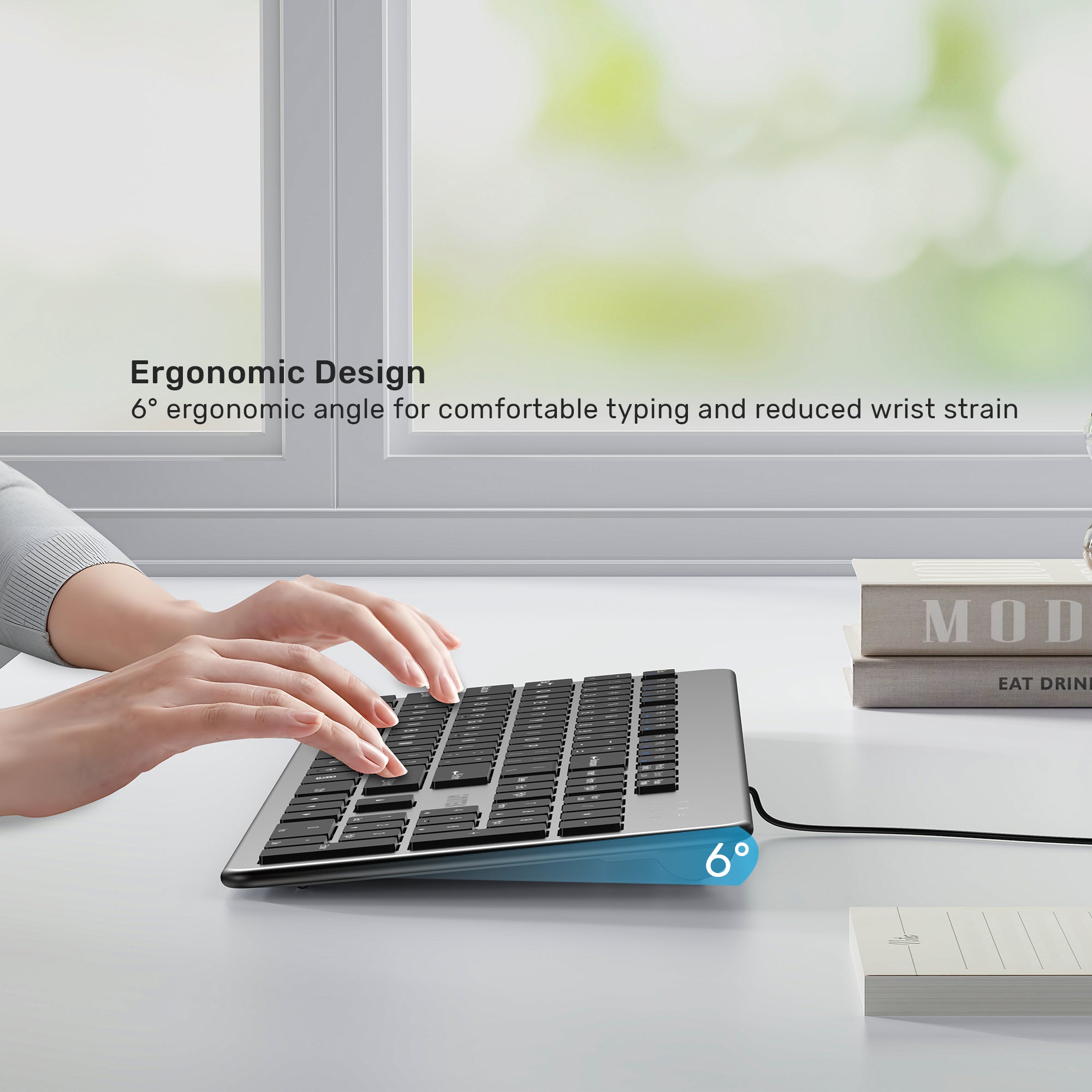 SlimTap Ultra Light Wired Keyboard with 104 keys