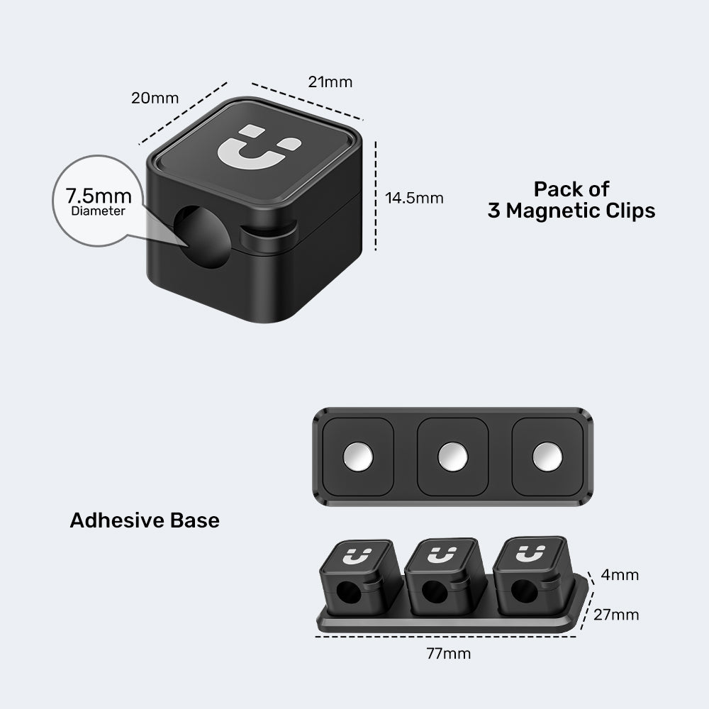 SnapHold Magnetic Cable Clips with Base