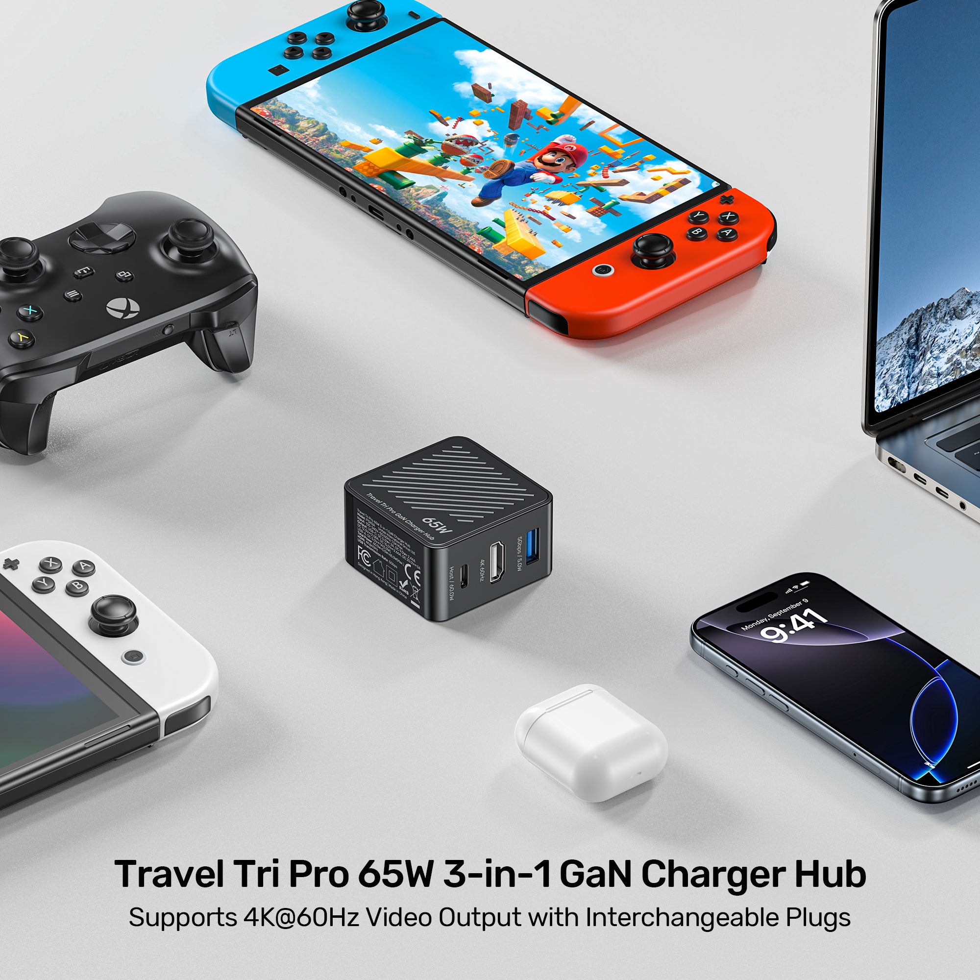 Travel Tri Pro 65W 3-in-1 GaN Charger Hub