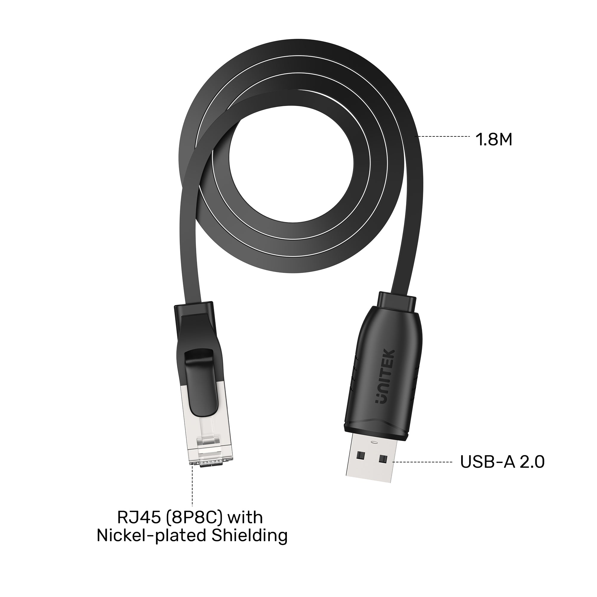 USB 2.0 to RJ45 Console Rollover Flat Cable