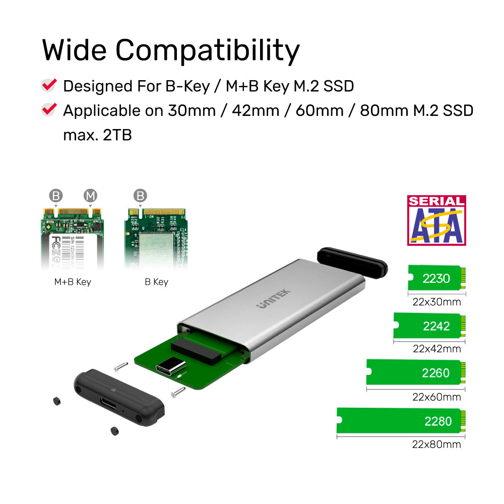 USB3.0 M.2 SSD (NGFF/SATA) Aluminum Enclosure