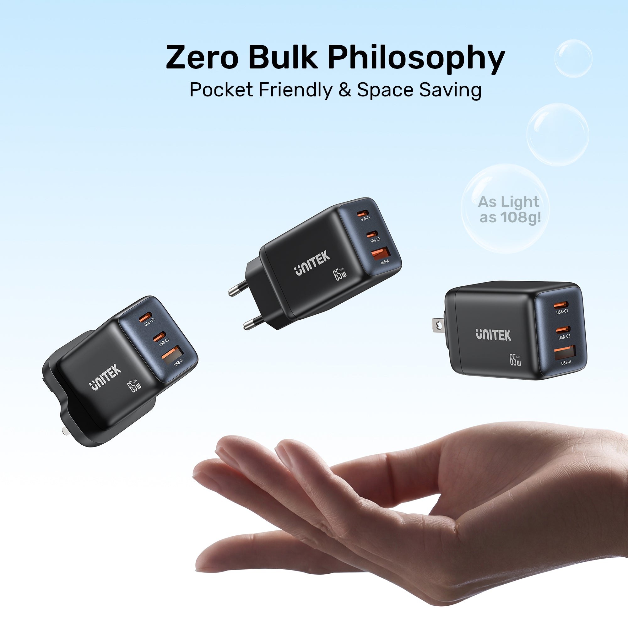 Zeno 65W 3-Port GaN Wall Charger