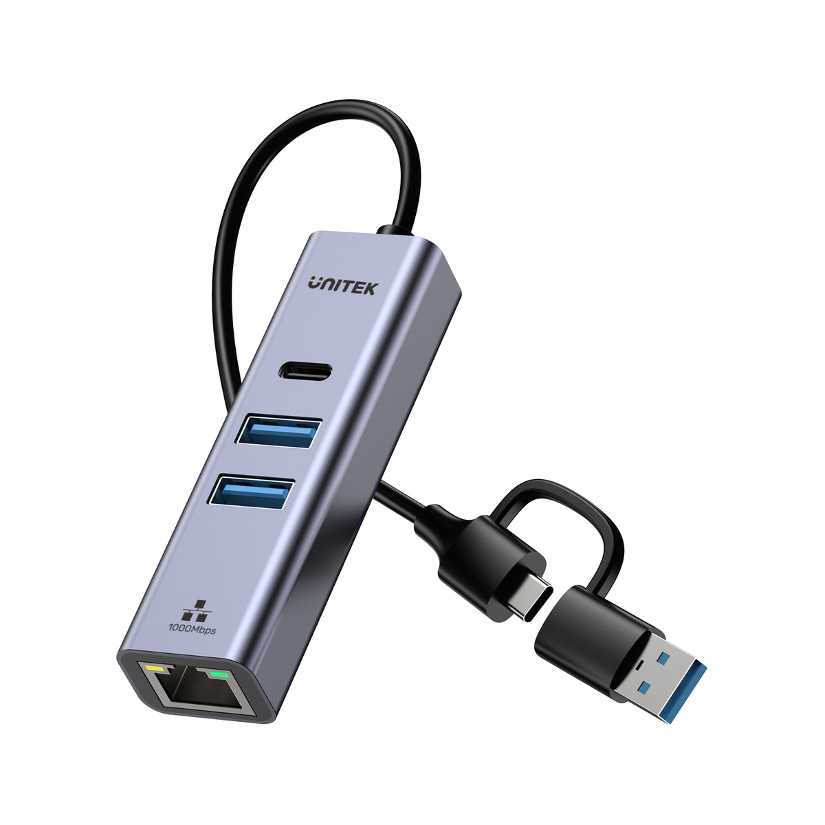uHUB Q4+ Ethernet Hub (2x USB-A, 1x USB-C Port)