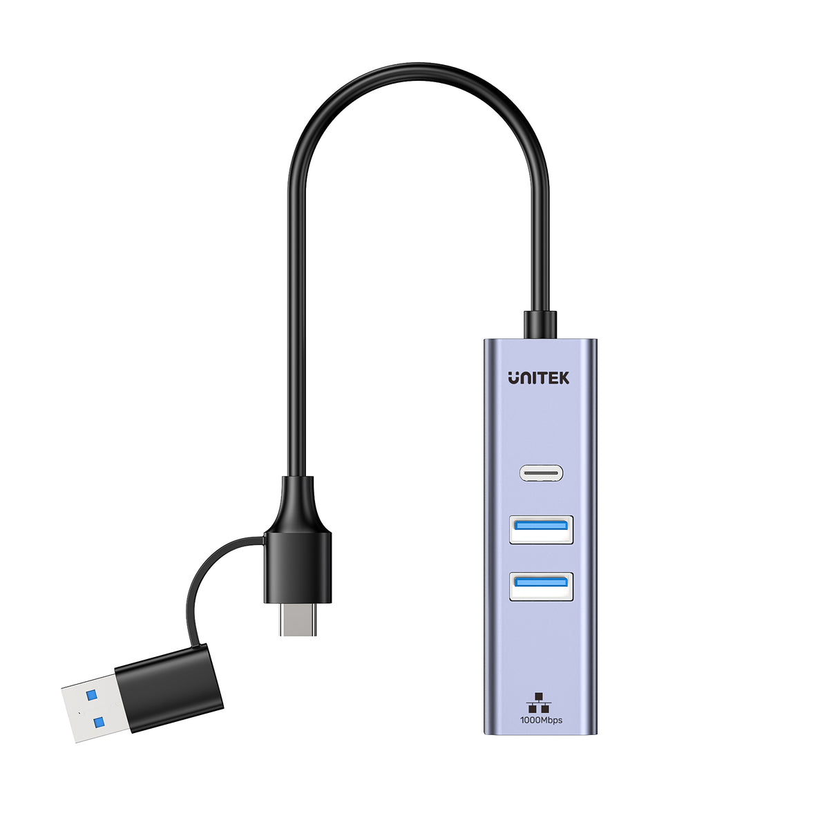 uHUB Q4+ Ethernet Hub (2x USB-A, 1x USB-C Port)