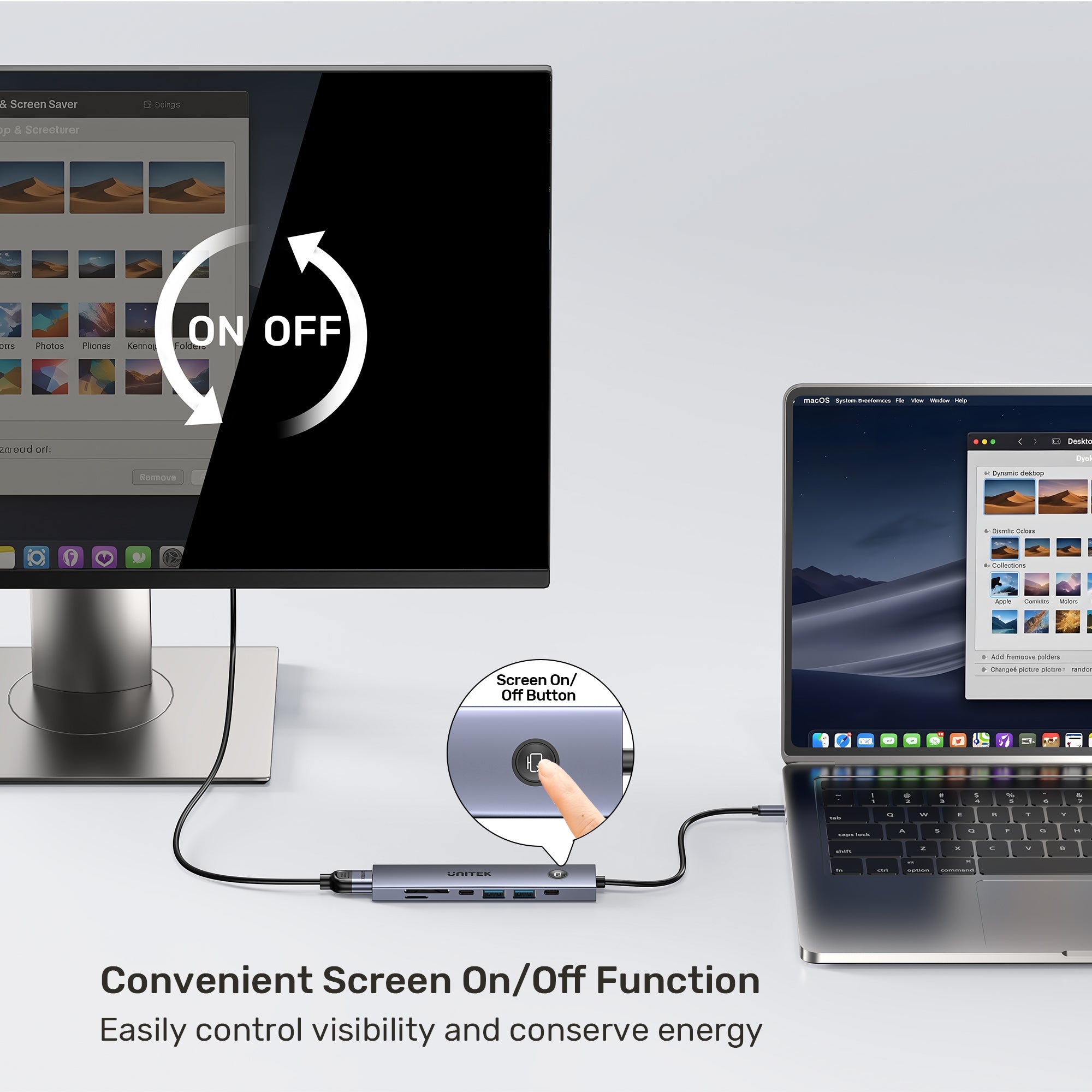 uHUB S7 Pro 7-in-1 5Gbps USB-C Hub with Screen On/Off button