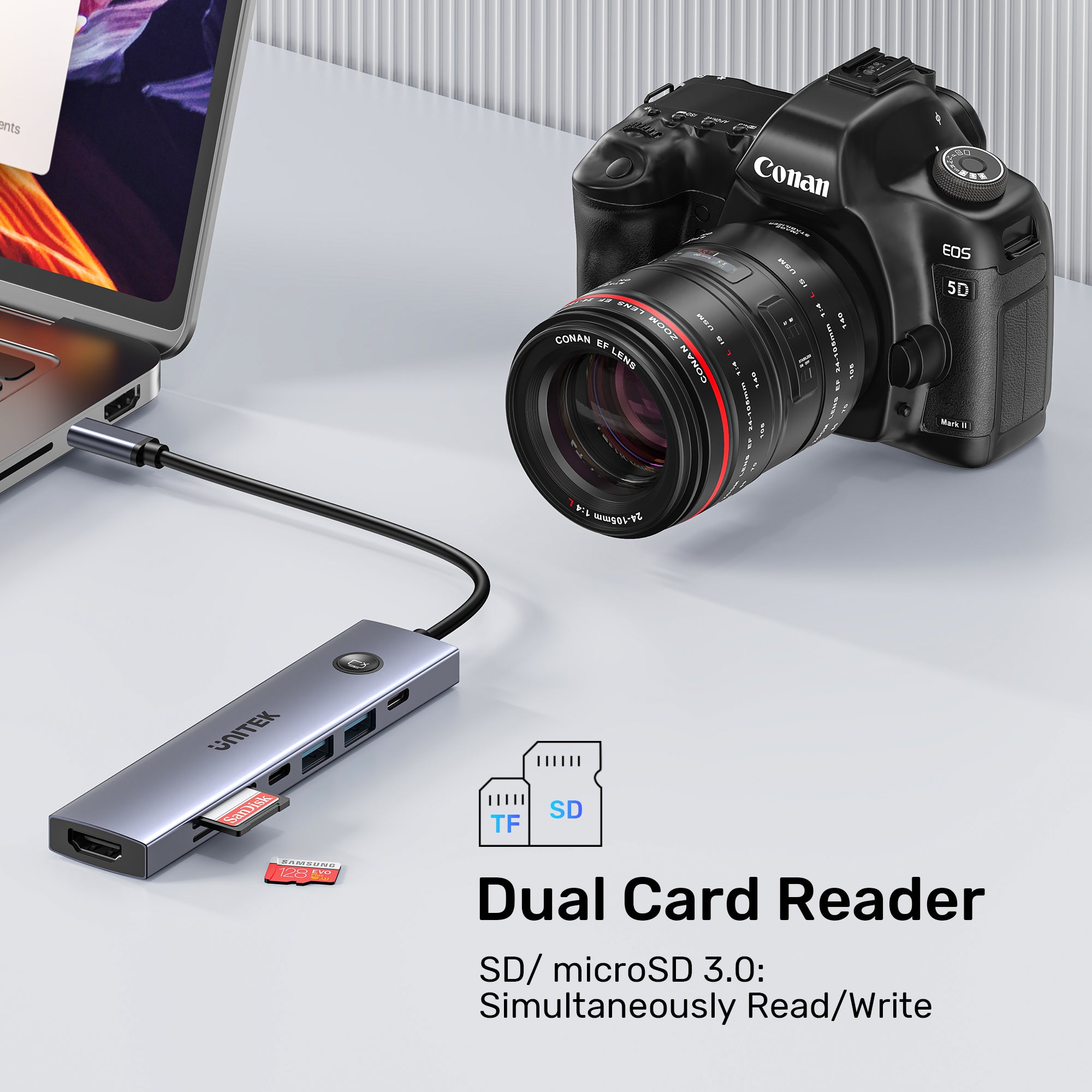 uHUB S7 Pro 7-in-1 5Gbps USB-C Hub with Screen On/Off button