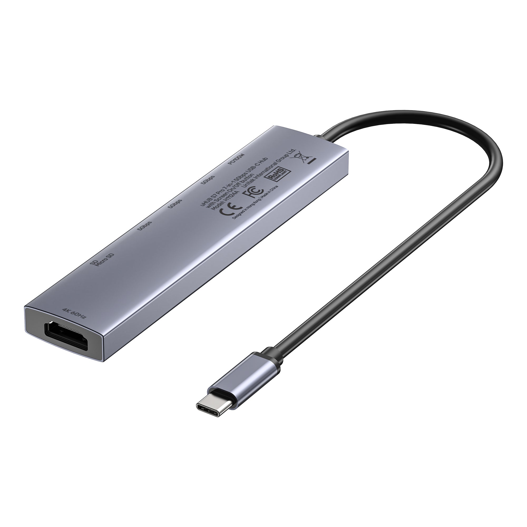 uHUB S7 Pro 7-in-1 5Gbps USB-C Hub with Screen On/Off button