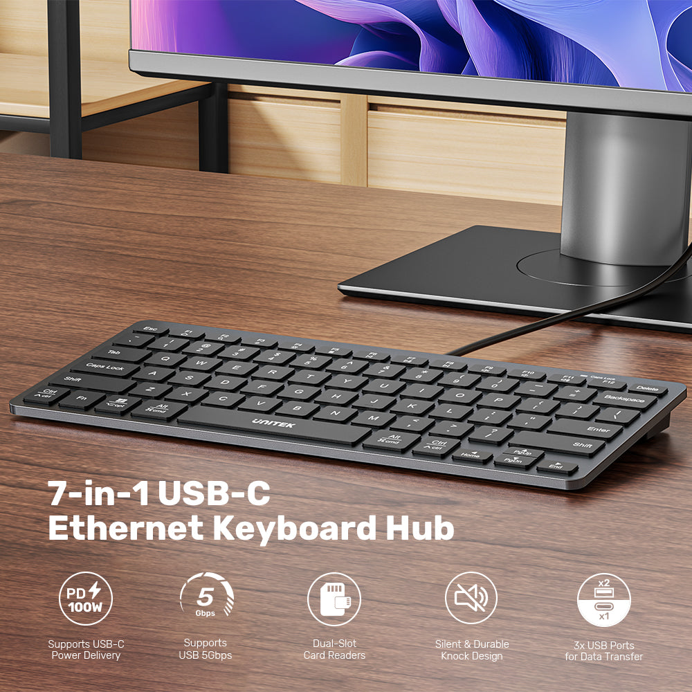7-in-1 USB-C Multi-function Keyboard Hub