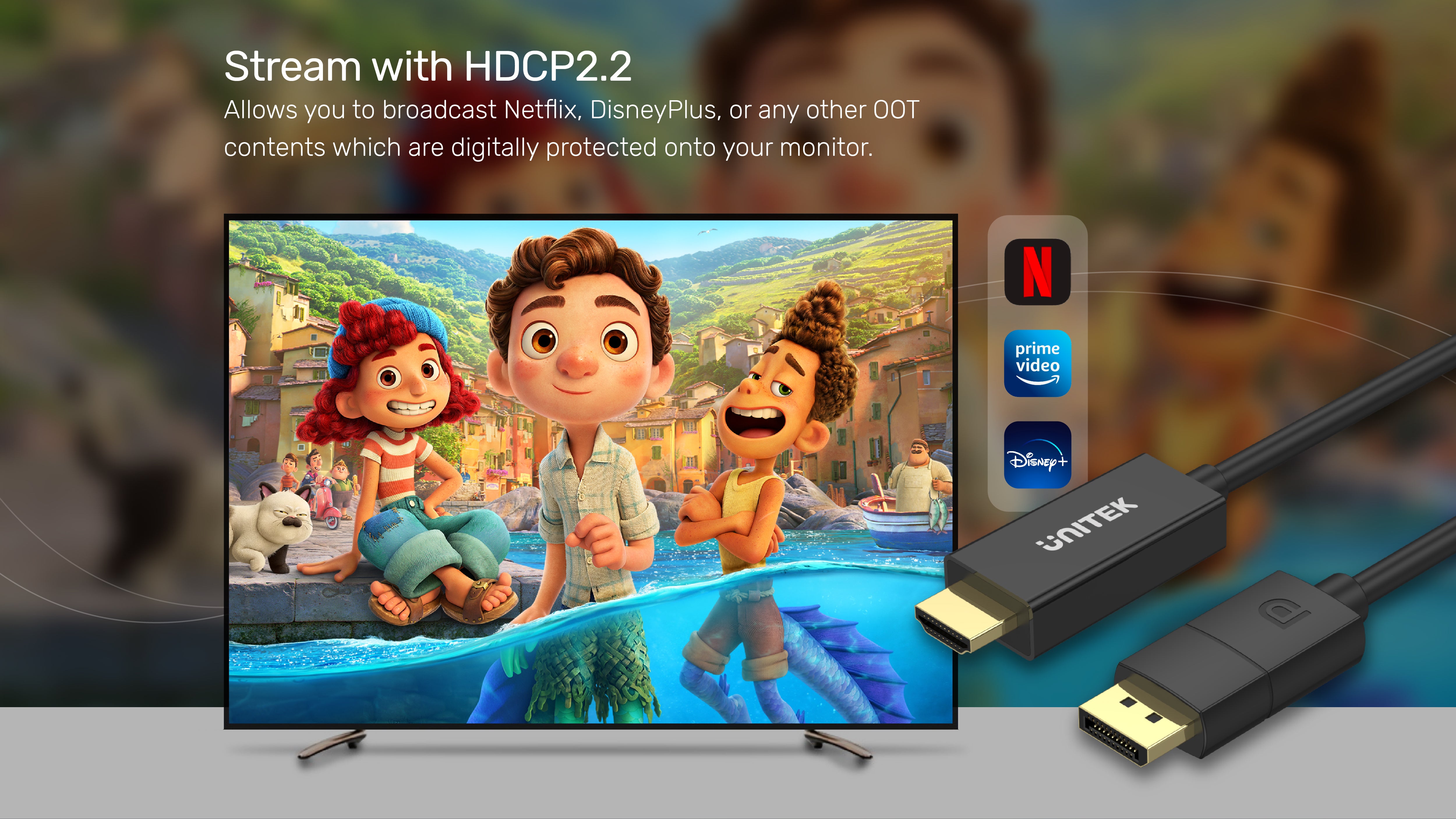 DP 1.2 - HDMI 4K ケーブル 1.8M