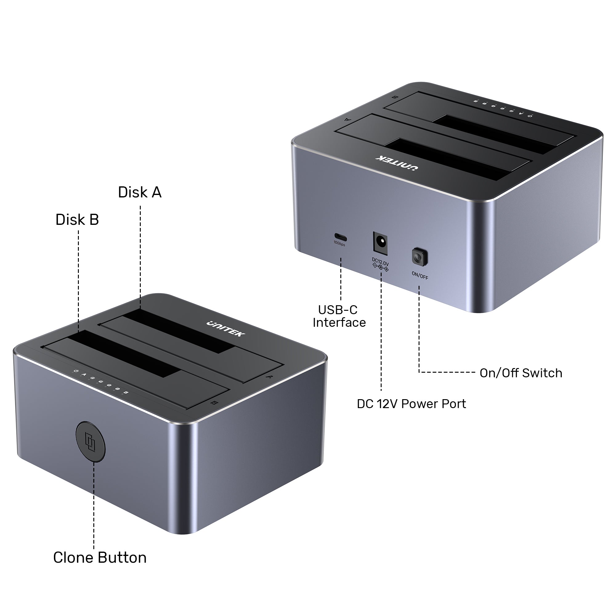 10Gbps Dual-Bay SATA Docking Station