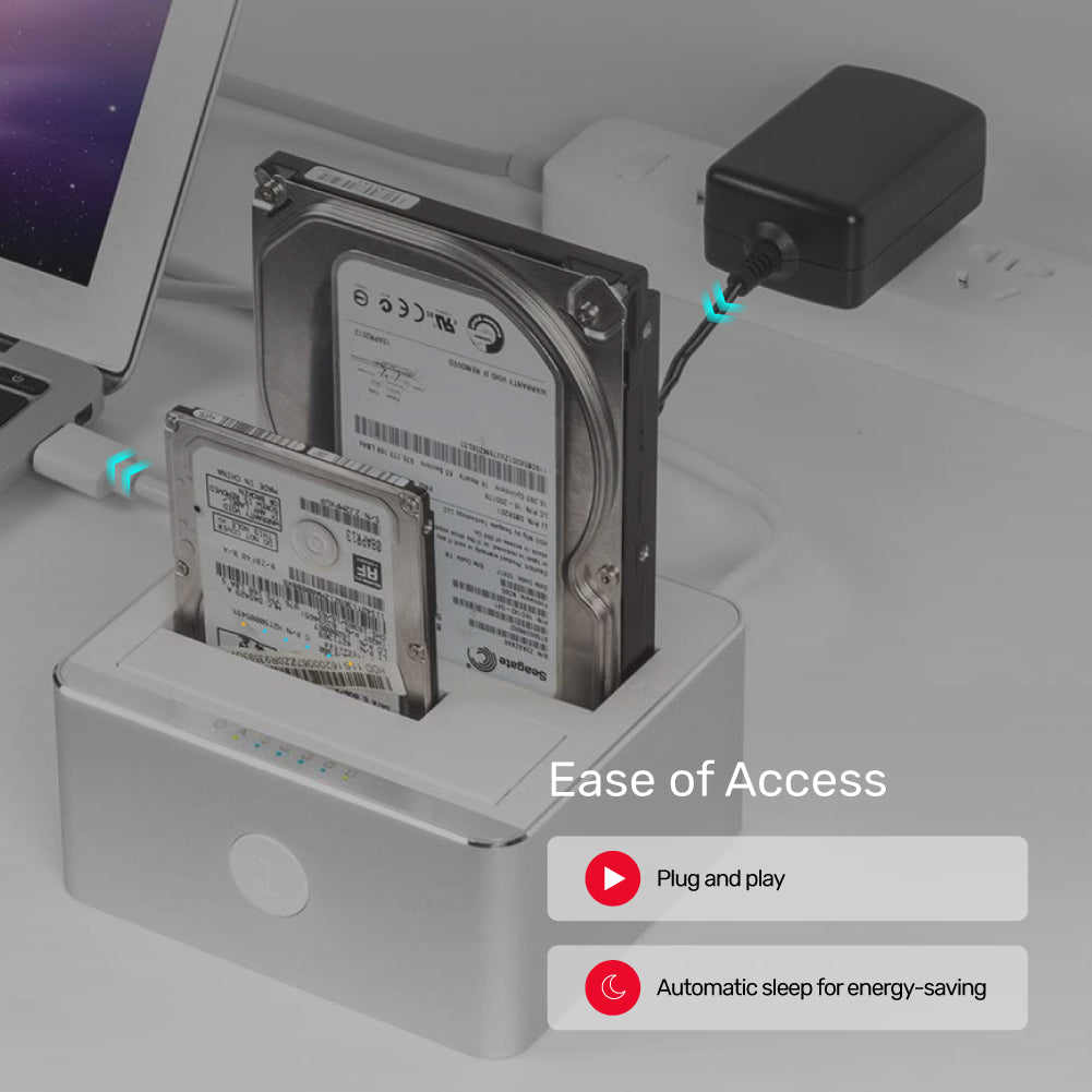 USB3.1 to SATA6G 2.5"/3.5" Dual Bay Station with Offline Clone Function