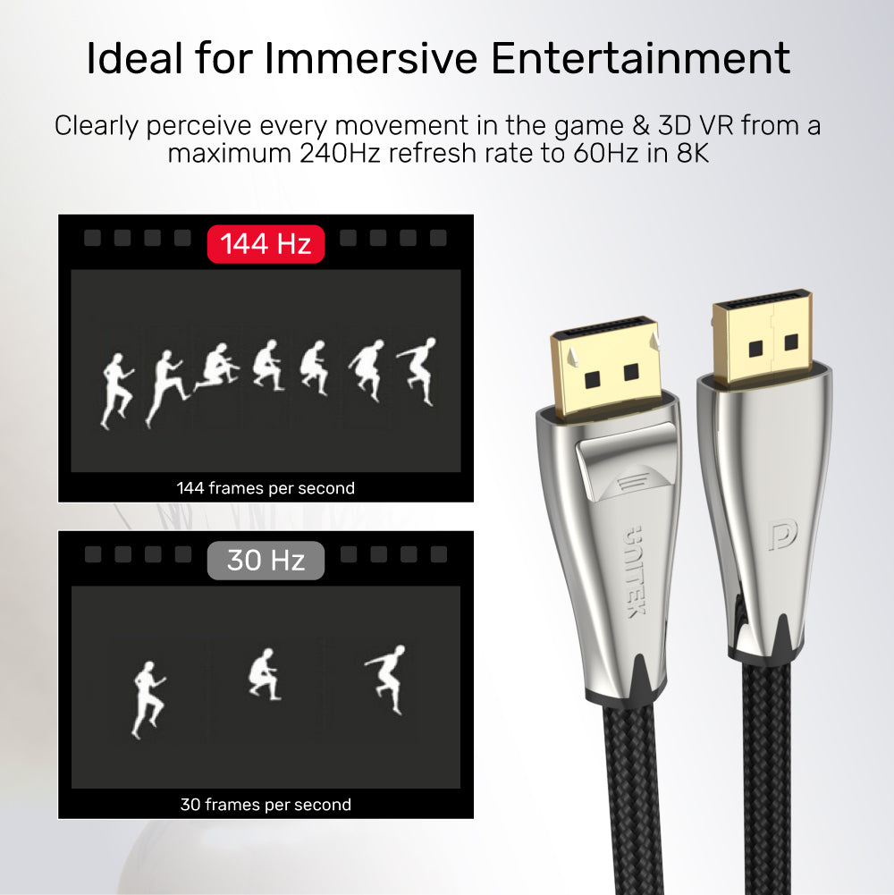 8K DisplayPort 1.4 ケーブル (8K @60Hz、4K 144Hz、1440p @240Hz)