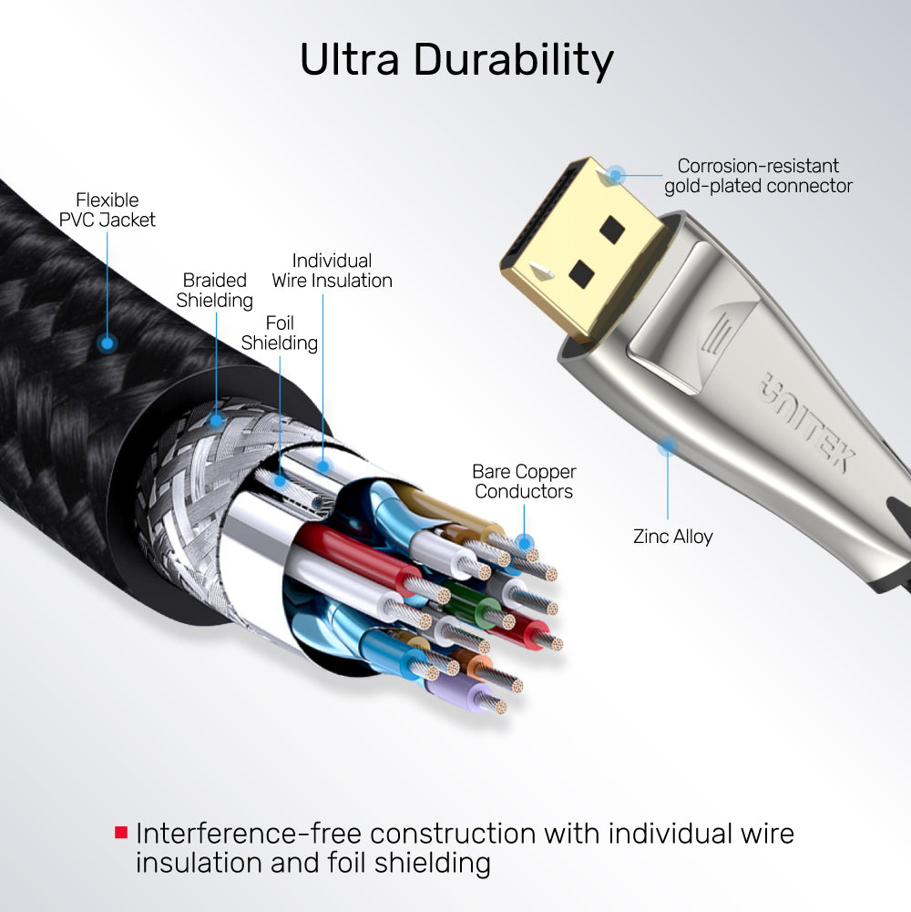 8K DisplayPort 1.4 Cable (8K @60Hz, 4K 144Hz, 1440p @240Hz)