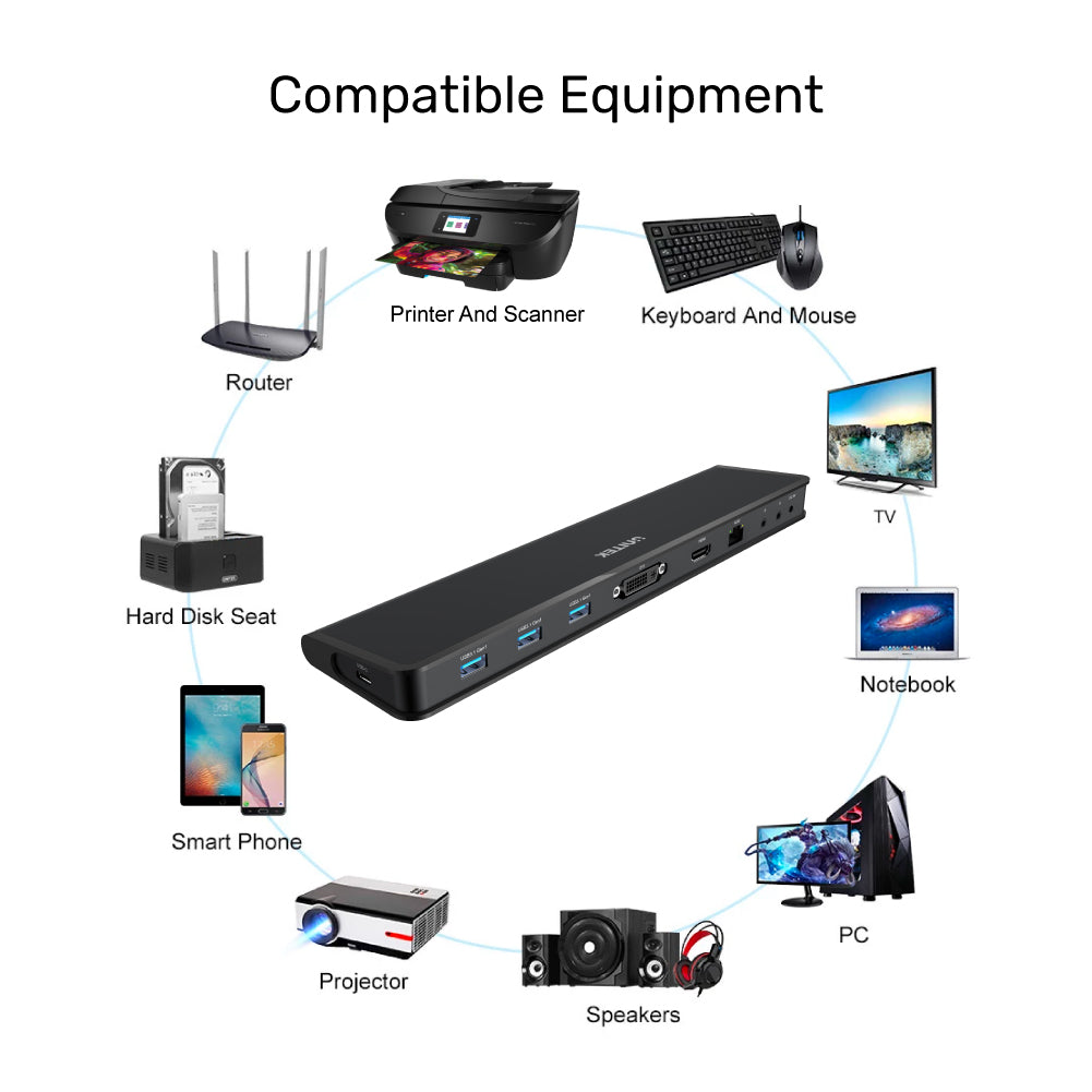 uHUB S7+ 5Gbps 7 Ports Docking Station With VGA Adapter