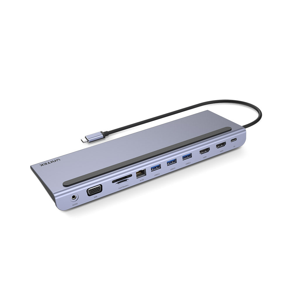 uHUB 11+ 11-in-1 USB-C Ethernet Hub with MST Triple Monitor (Dual HDMI),  100W PD, Dual Card Reader