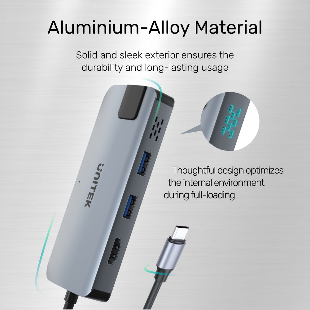uHUB P5+ 5-in-1 USB-C Ethernet Hub with HDMI and 100W Power Delivery
